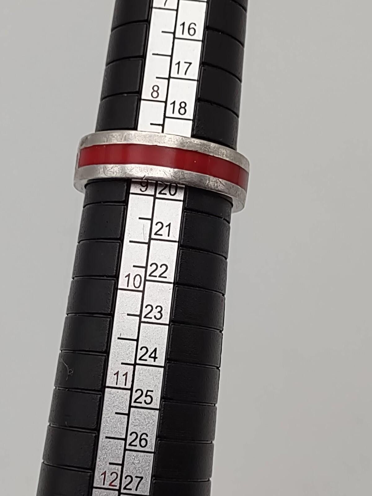 The Unbranded Brand Sterling Silver Red Black Inlay Band Ring Sz 8.75 Size ONE SIZE - 5 Thumbnail