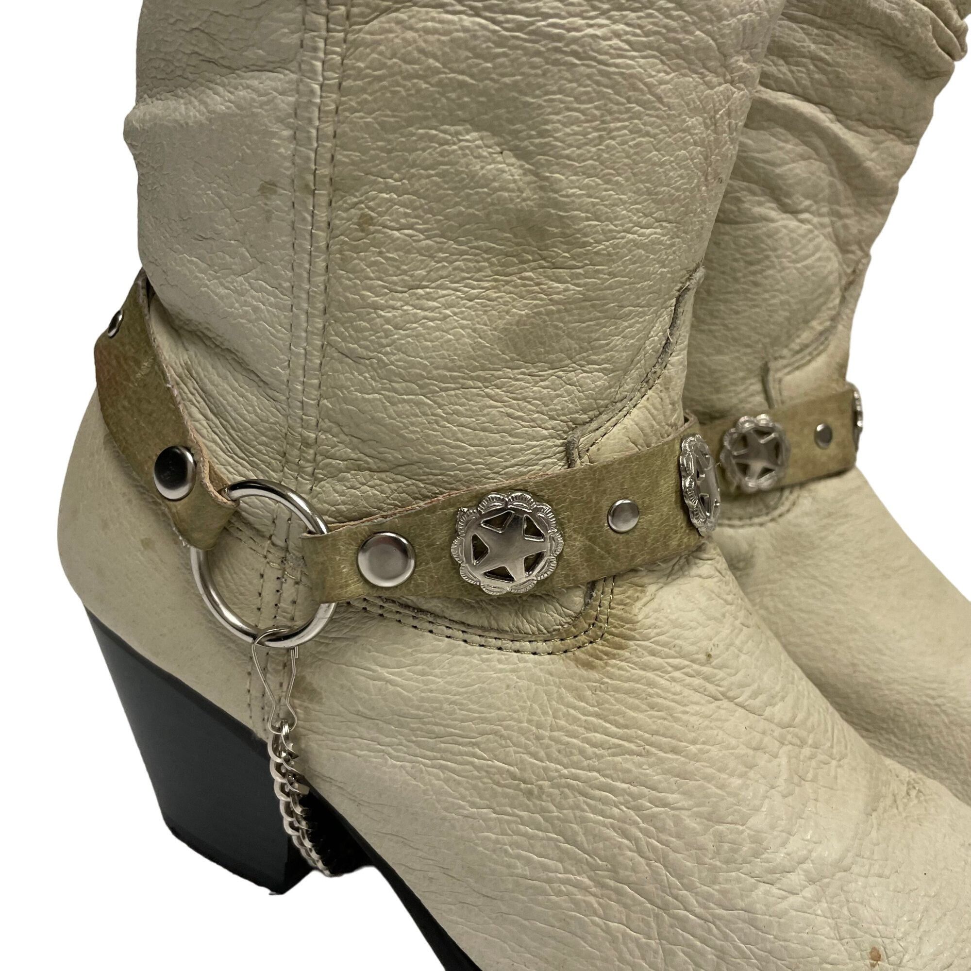 Other Vtg Dingo Bone Leather Cowboy Western Lone Star CONCHO Boots Size US 7.5 / IT 37.5 - 6 Thumbnail
