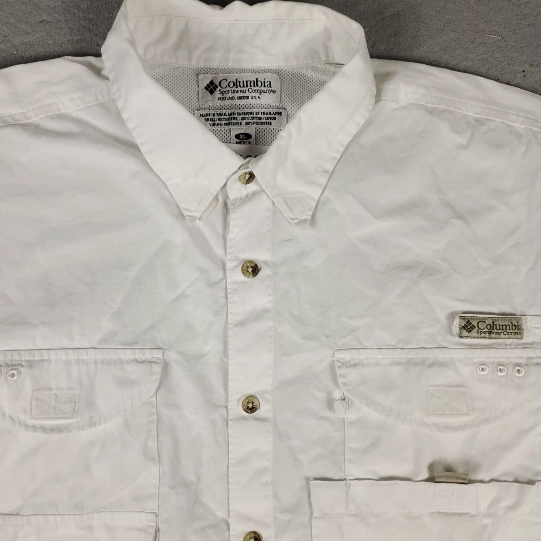 Vintage Columbia Shirt Mens XL White Cotton Button-Down Short Sleeve Collared PFG Casual Everyday Size US XL / EU 56 / 4 - 2 Thumbnail