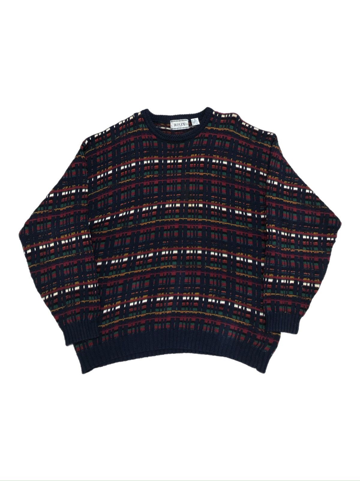 Vintage Vtg 90s Duplex Designs Patterned Coogi Style Sweater Size US XL / EU 56 / 4 - 1 Thumbnail