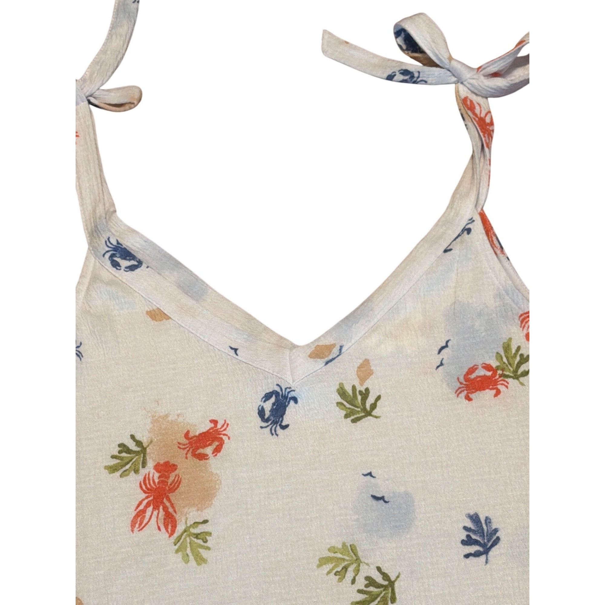 Laura Ashley Laura Ashley White Lobster Crabs Sleeveless Nightgown Sand P Size ONE SIZE - 3 Thumbnail