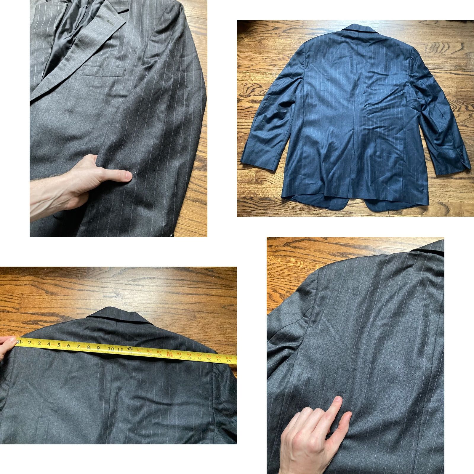 Ermenegildo Zegna Ermenegildo Zegna Blazer Wool Jacket Mens Charcoal Gray Sz 46R Pinstriped Size 46R - 8 Thumbnail