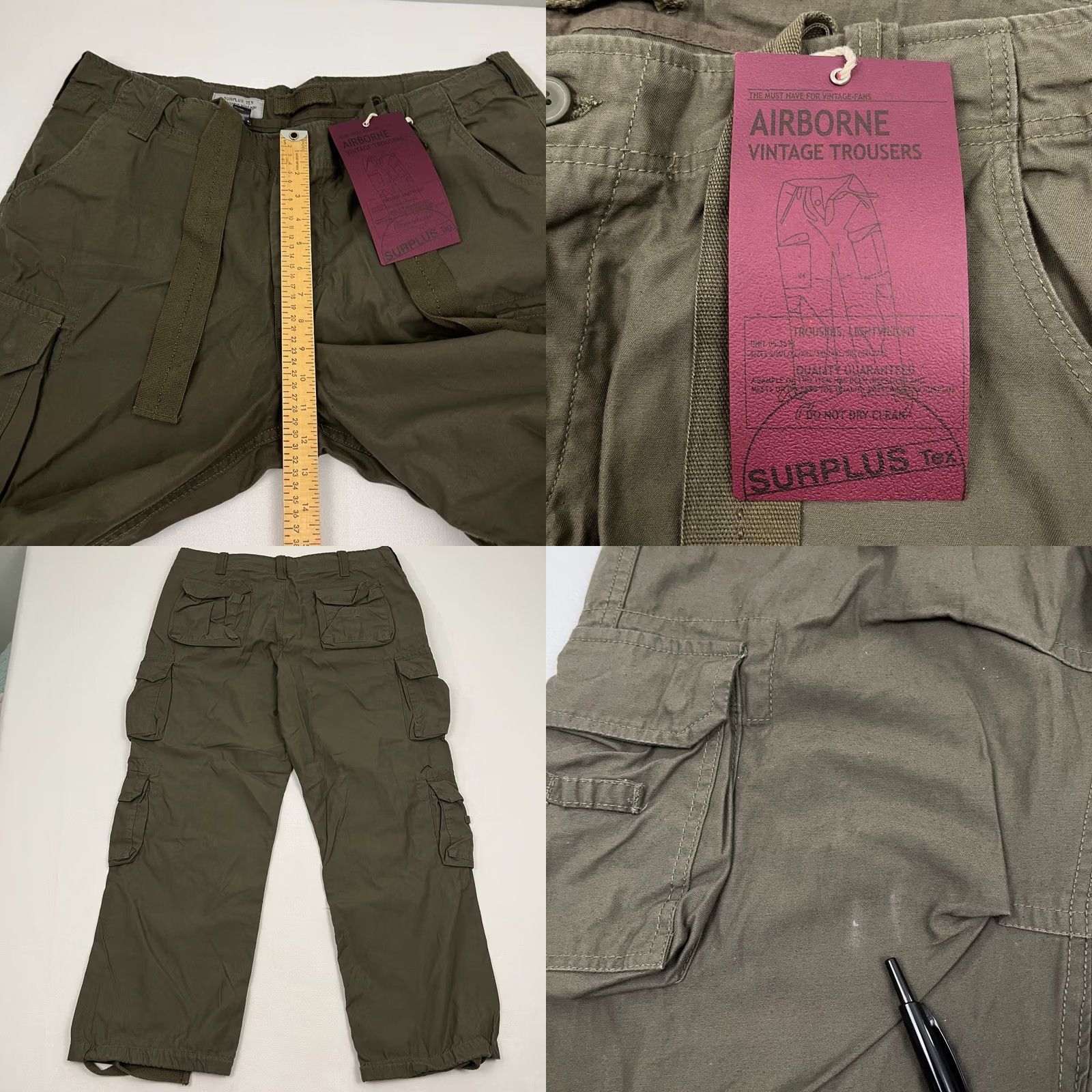 Olive VINTAGE Surplus Tex Airborne Pants Mens 2XL 40x30 Olive Green Cargo NEW Size US 39 - 8 Thumbnail