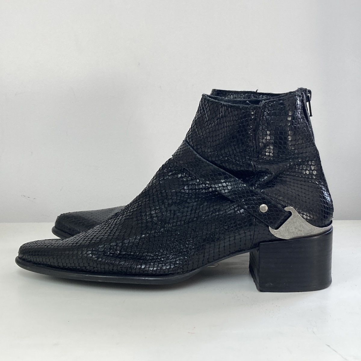 Vintage Avant garde opium heeled vintage leather boots Size US 11 / IT 41 - 2 Thumbnail