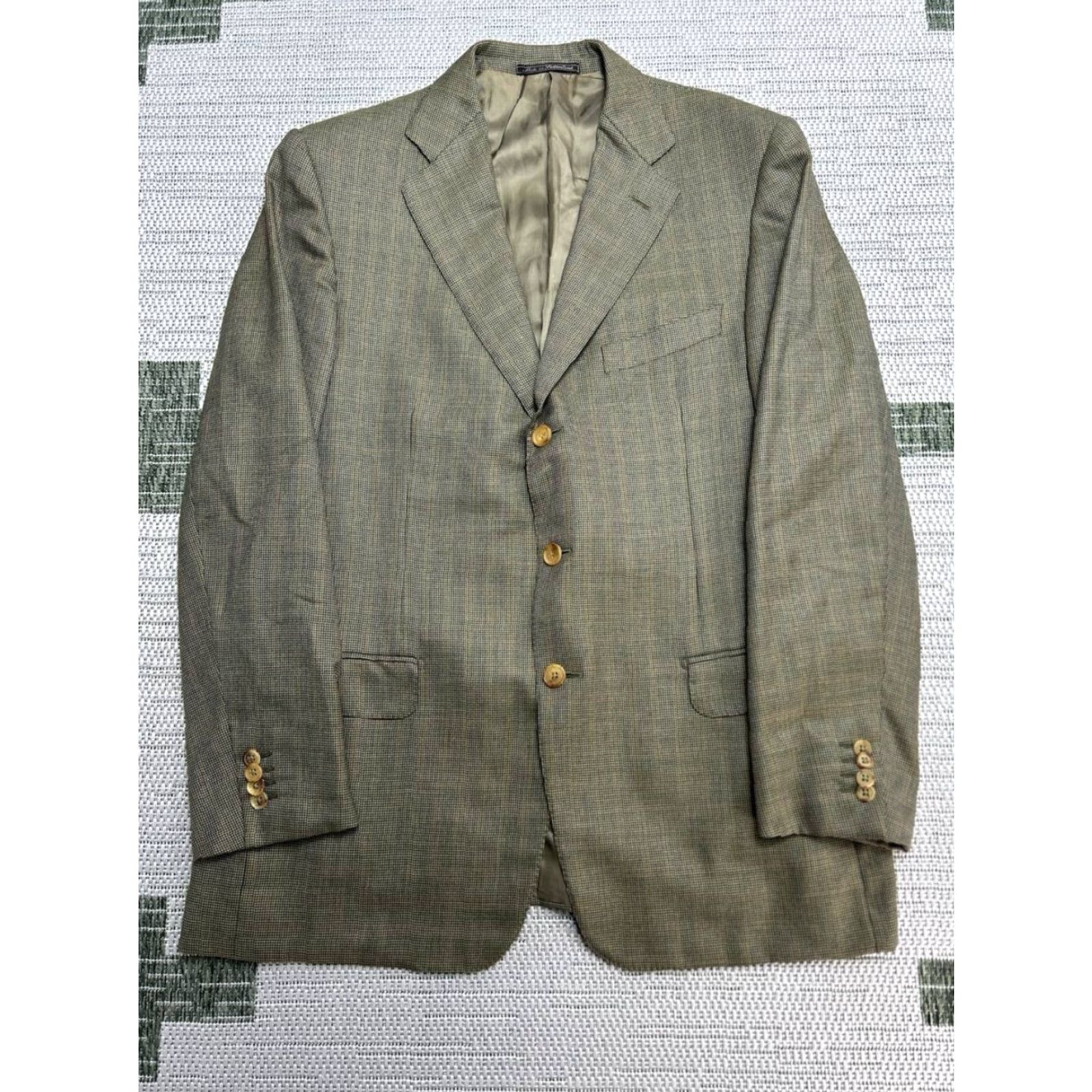 Ermenegildo Zegna Ermenegildo Zegna Suit Jacket Men 44 Green Plaid Cashmere 2 Piece Modern Notch Single-Breasted Casual Senior? Size 44R - 2 Thumbnail