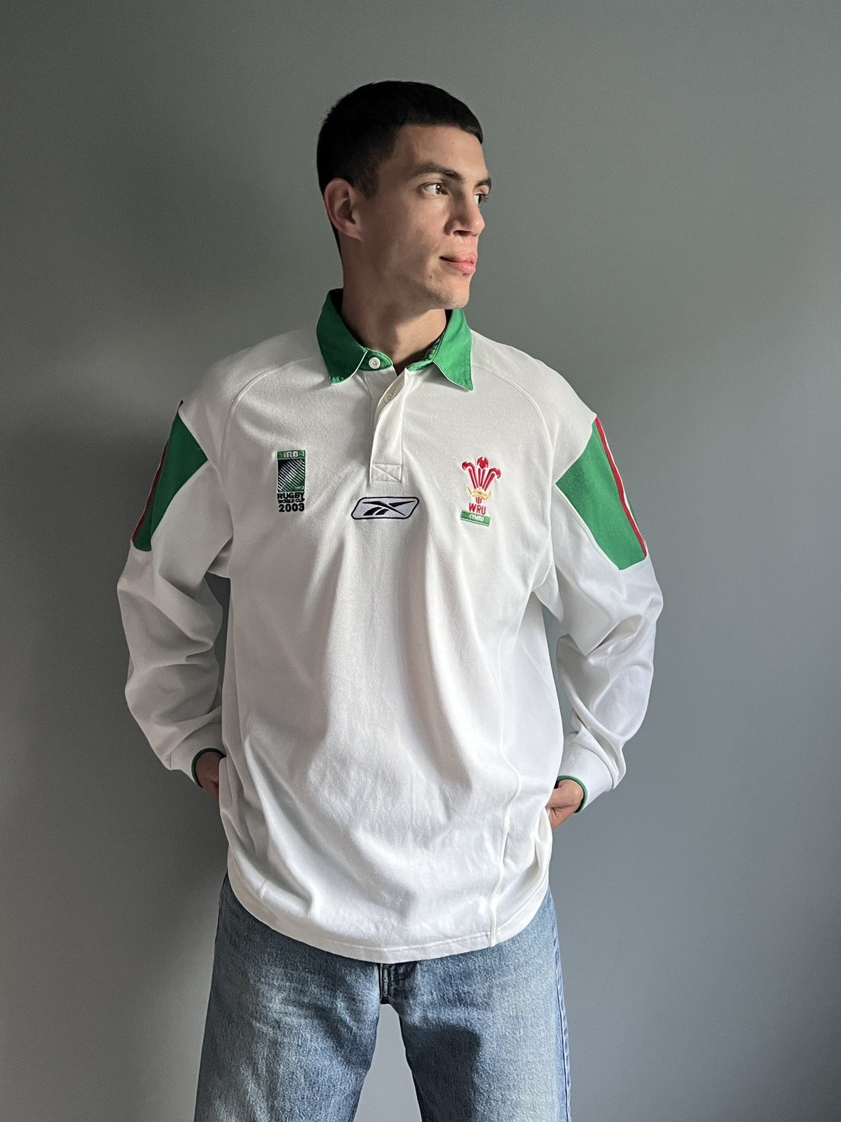 Reebok × Vintage Vintage Reebok WRU World Cup 2003 Rugby Longsleve Size US L / EU 52-54 / 3 - 6 Thumbnail