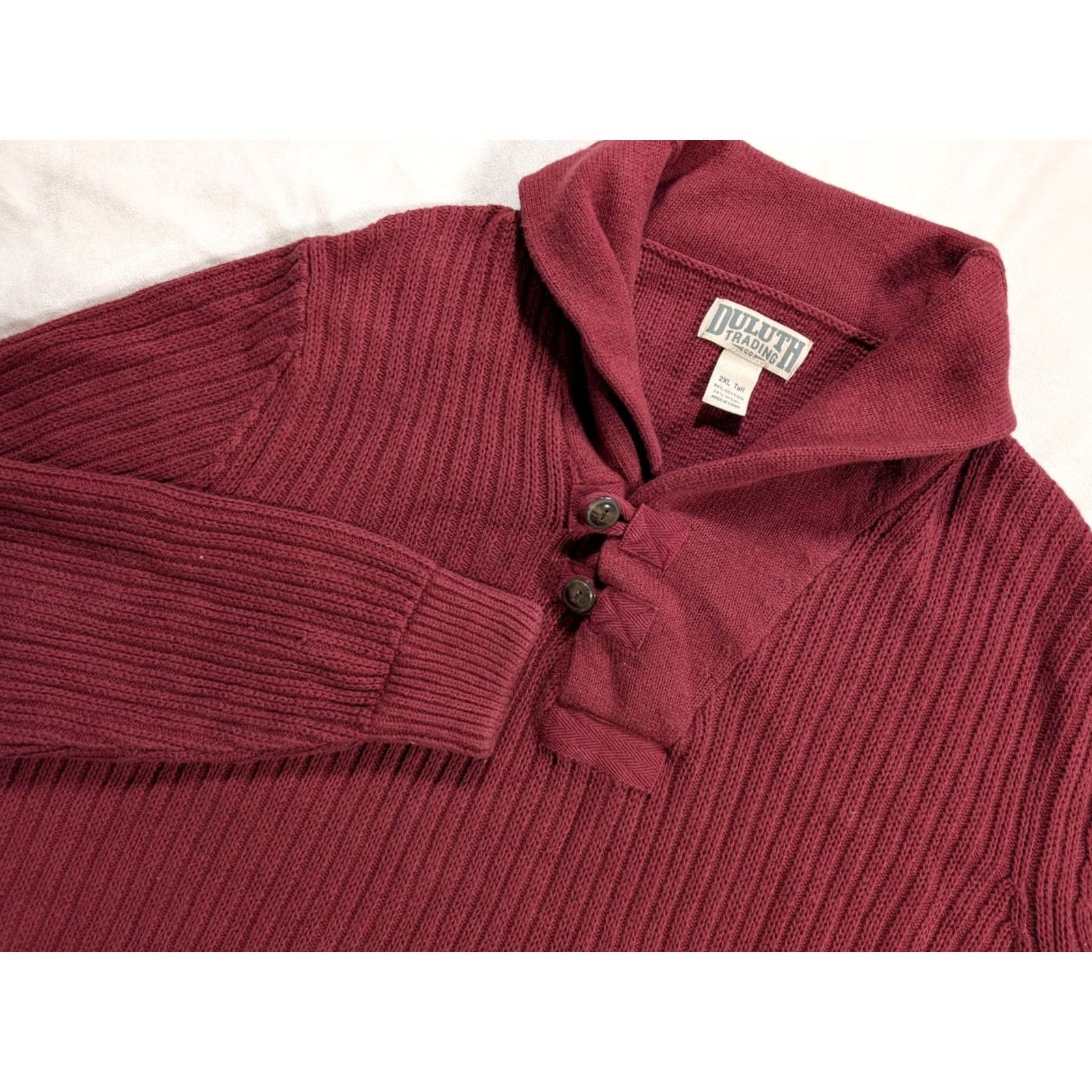 Vintage Duluth Sweater Mens 2XLT Red High Neck Wool Blend Shawl Collar Pullover Knit Heavyweight Casual Fall Winter Mens Size US XXL / EU 58 / 5 - 2 Thumbnail