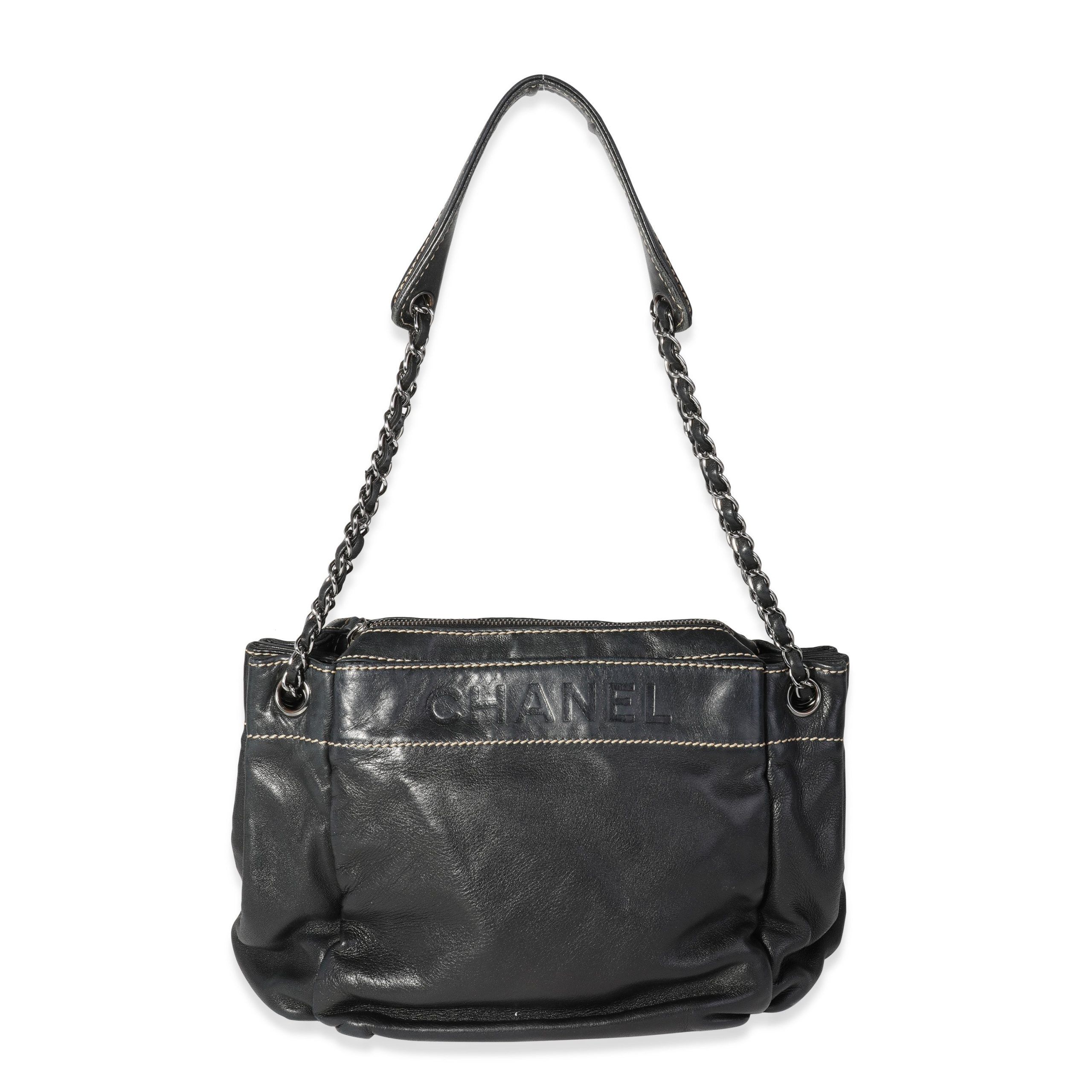 image of Chanel Black Lambskin Lax Accordion Camera Shoulder Bag, Women's