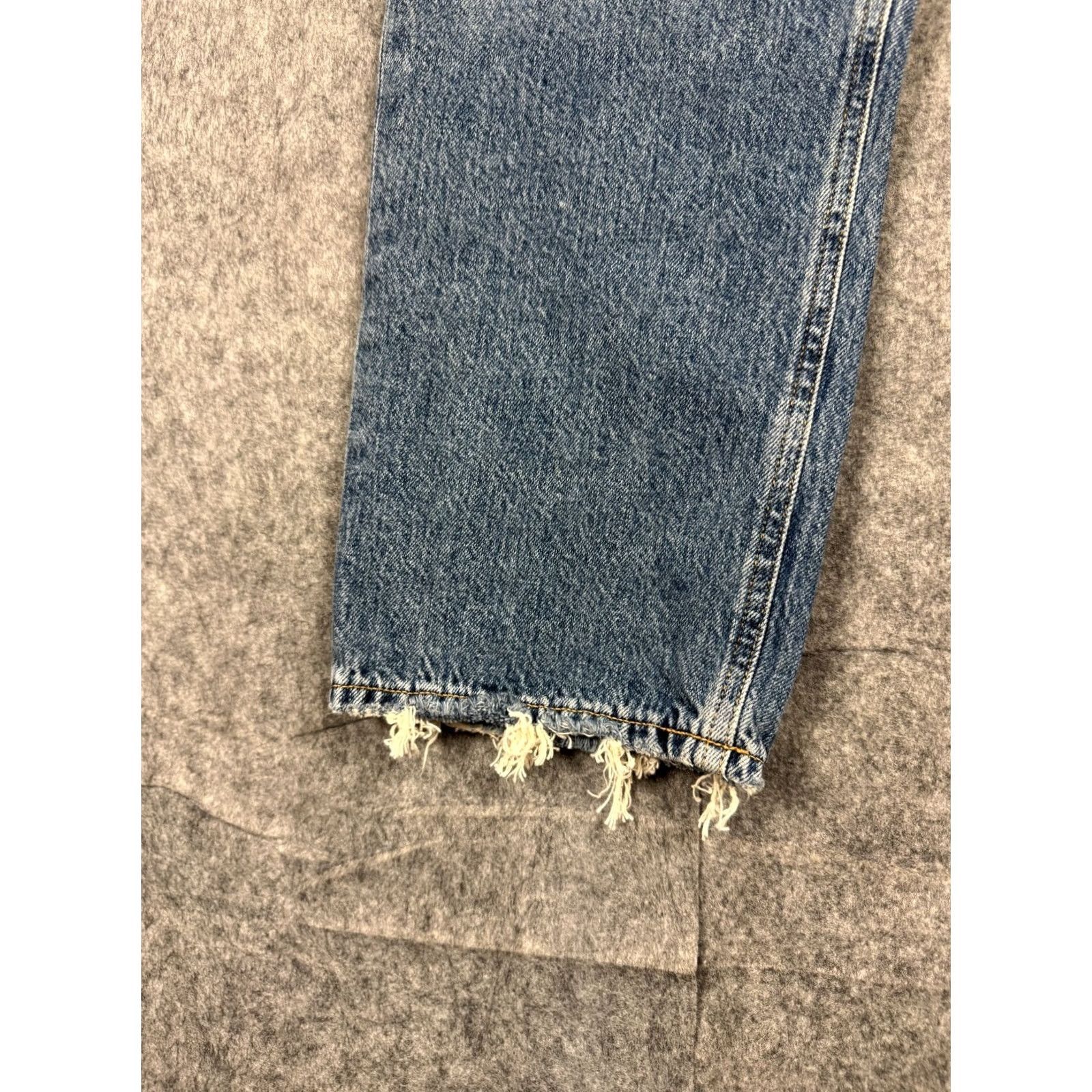 Agolde AGOLDE Riley High Rise Straight Crop Jeans Womens 33 Blue Button Fly Distressed Size 24" / US 00 / IT 34 - 4 Thumbnail