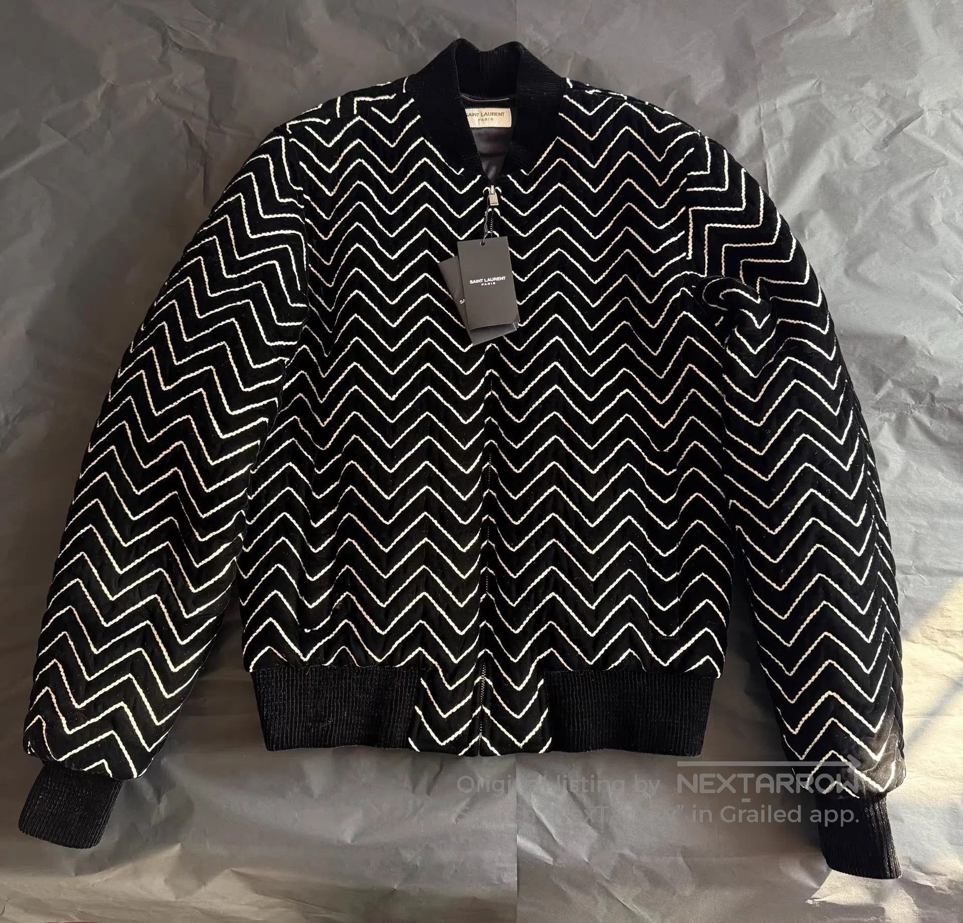 Saint Laurent Paris Zigzag Pattern Multi Color Bomber Jacket. Size US M / EU 48-50 / 2 - 2 Thumbnail