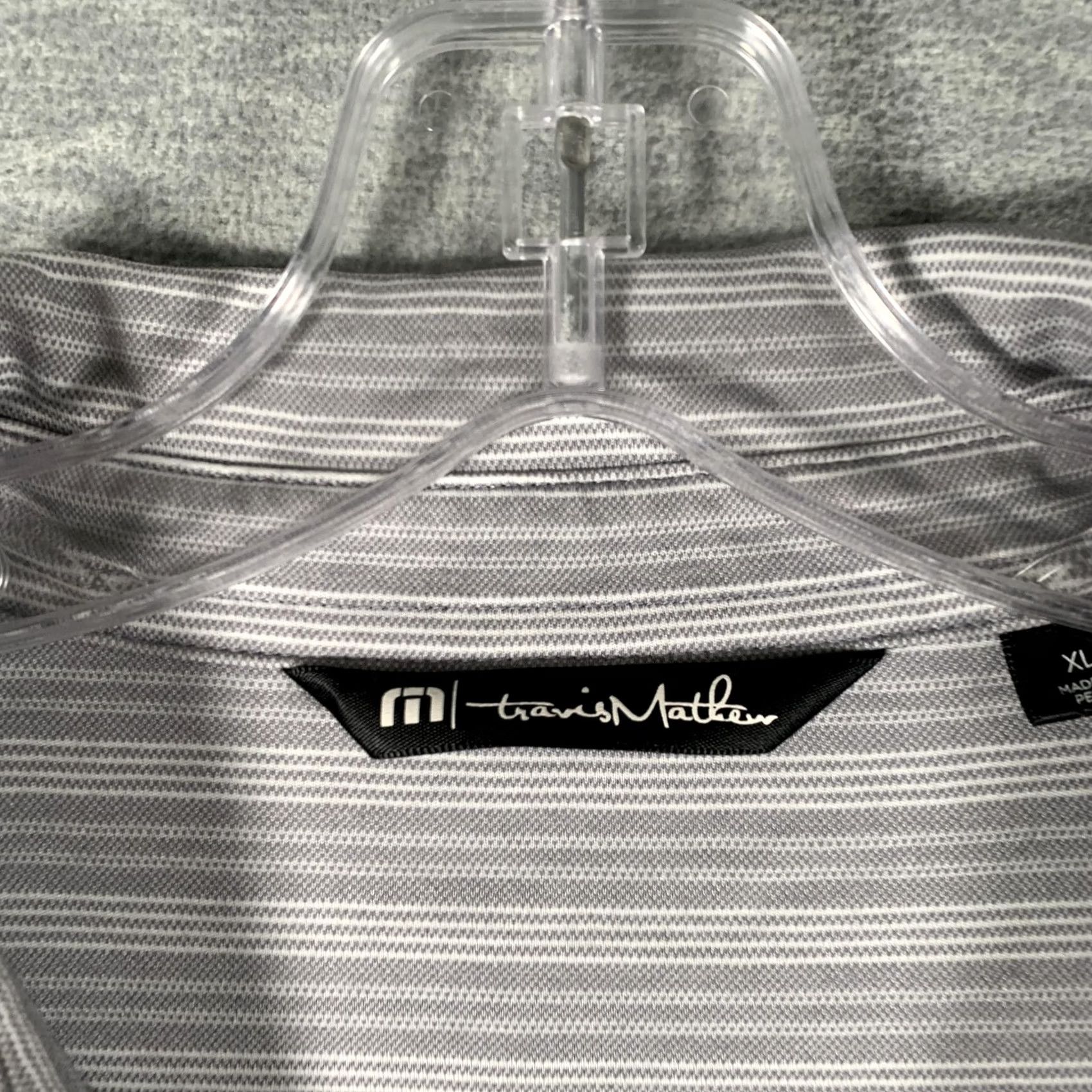 TravisMathew Travis Mathew Polo Shirt Mens XL Gray Micro Stripe Golf Performance Short Sleeve Size US XL / EU 56 / 4 - 5 Thumbnail