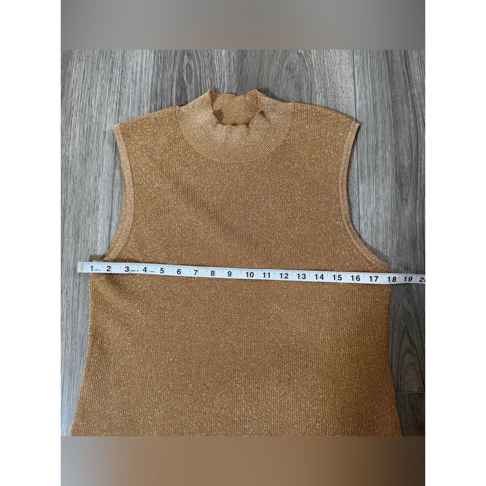 Elie Tahari Tahari ASL Camel/Gold Sleeveless Mock Neck Sweater Sz L NWT Size L / US 10 / IT 46 - 9 Thumbnail