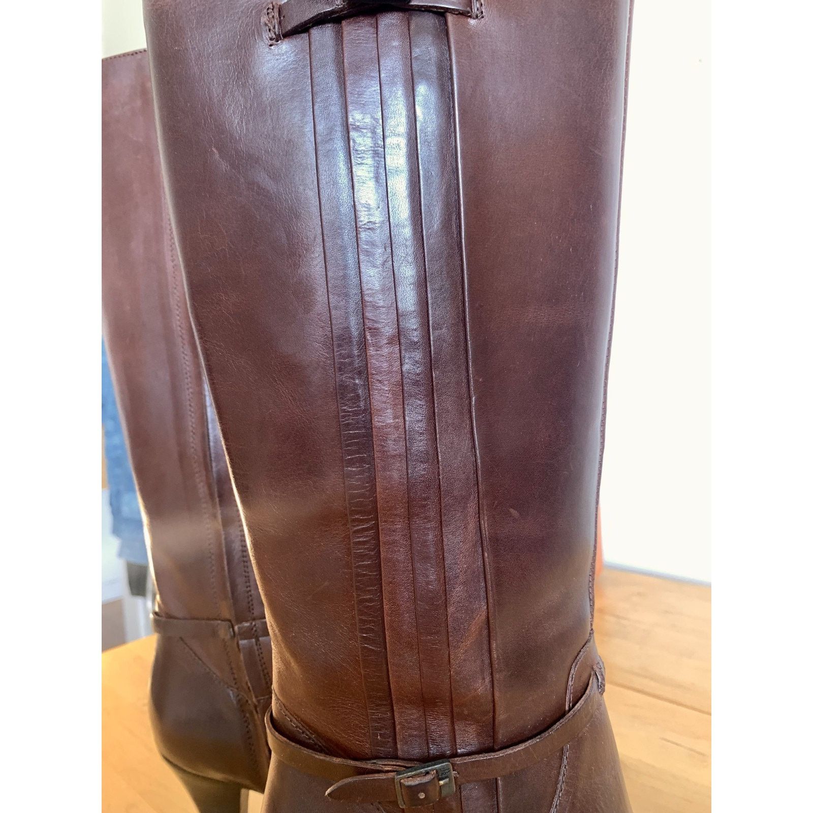Frye NIB Frye Tina Pleat Knee High Brown Leather Boots Size 6 Size US 6 / IT 36 - 6 Thumbnail