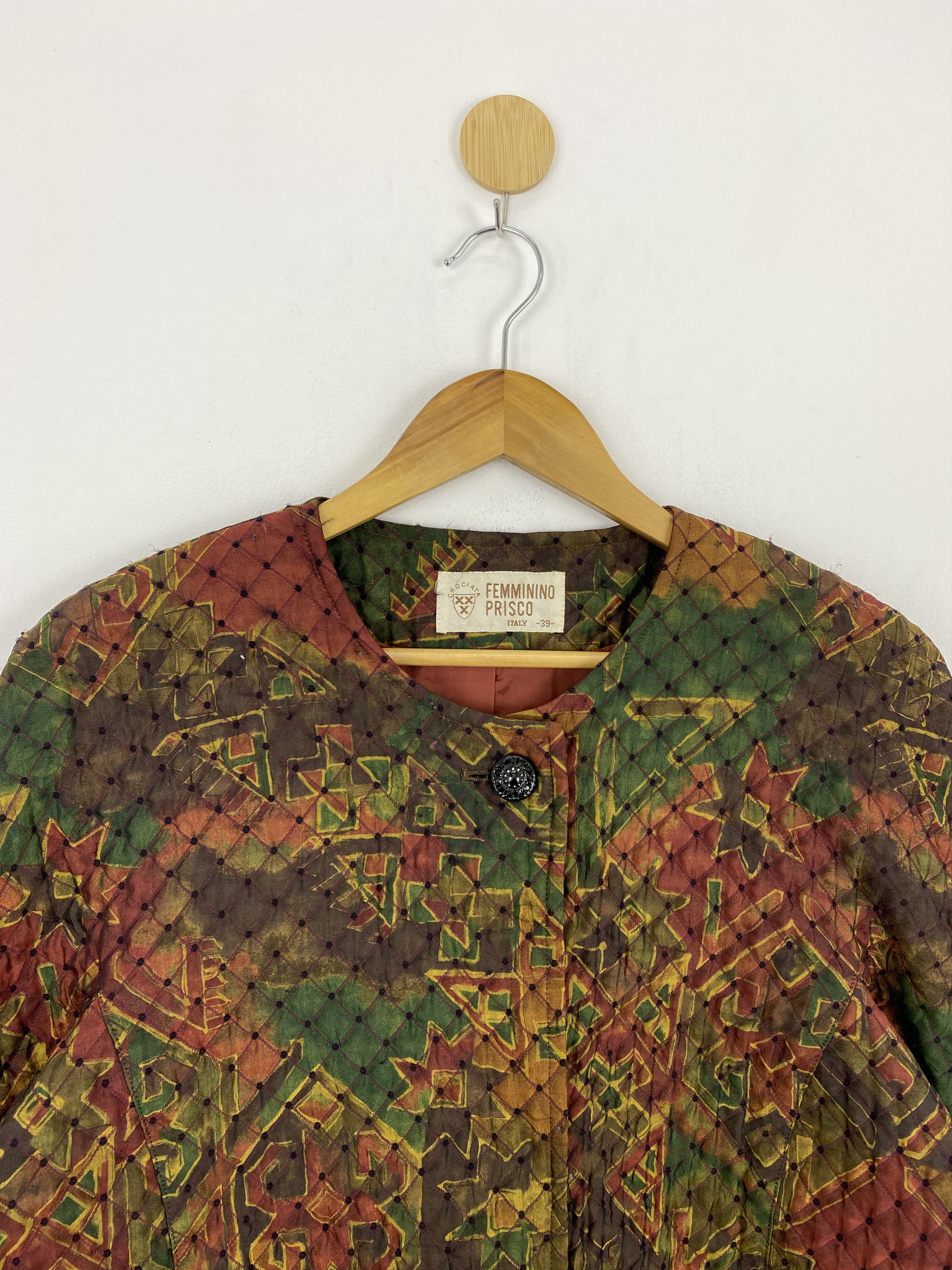 Vintage Vintage Italian Designer Femminino Prisco Quilted Jacket Size US XXS / EU 40 - 2 Thumbnail