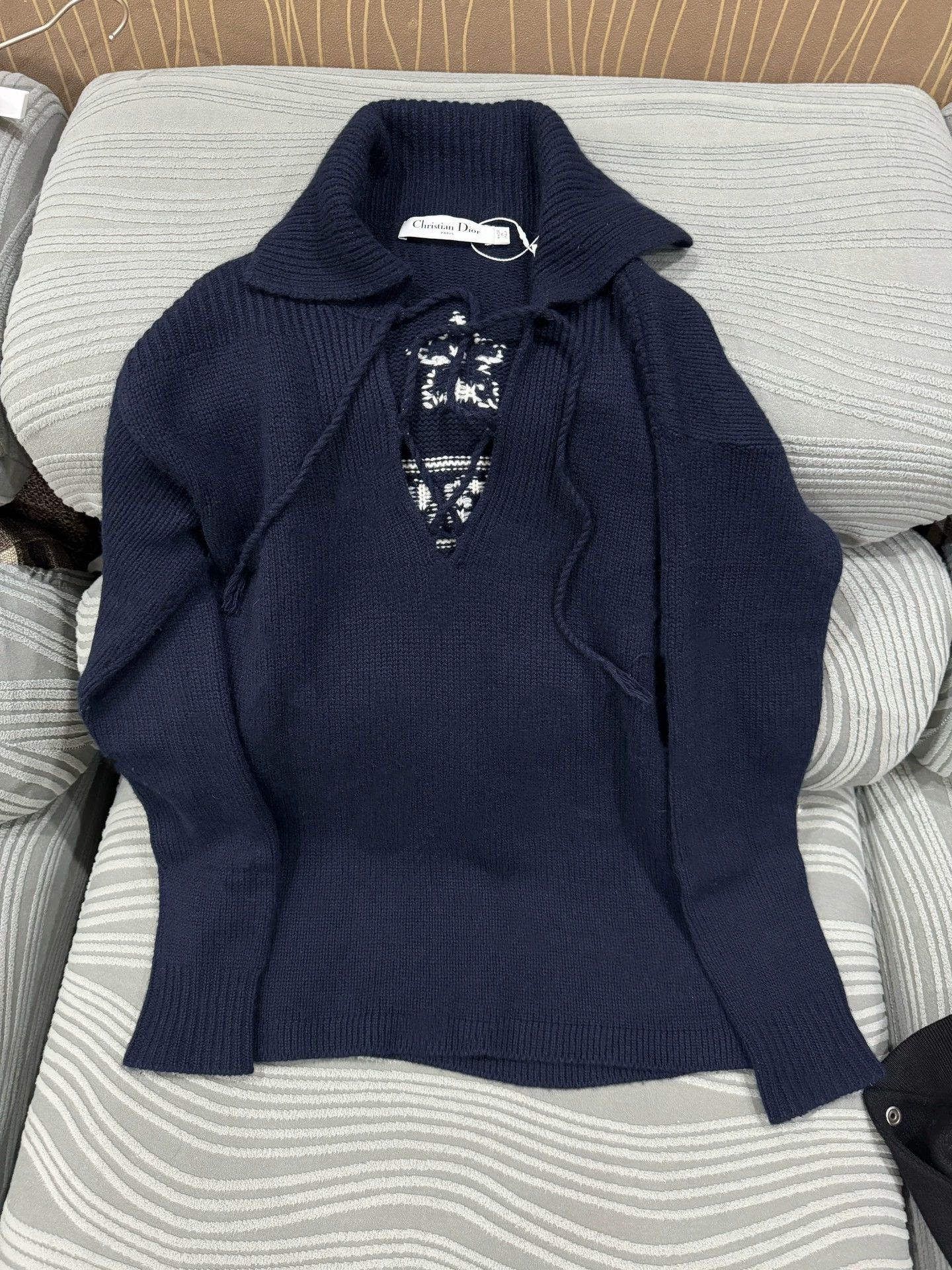 Dior Dior Navy Collar Cashmere Sweater Womens 38 99 New Size S / US 4 / IT 40 - 1 Thumbnail