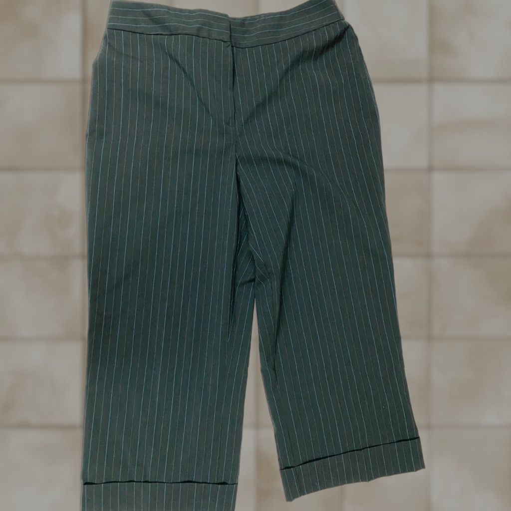 Vintage Briggs Dress Pants Womens 12P Petites Striped Slim Straight Straight Leg 21in Inseam Beige Polyester Wool Velvet Casual Business Size 34" / US 12 / IT 48 - 1 Thumbnail
