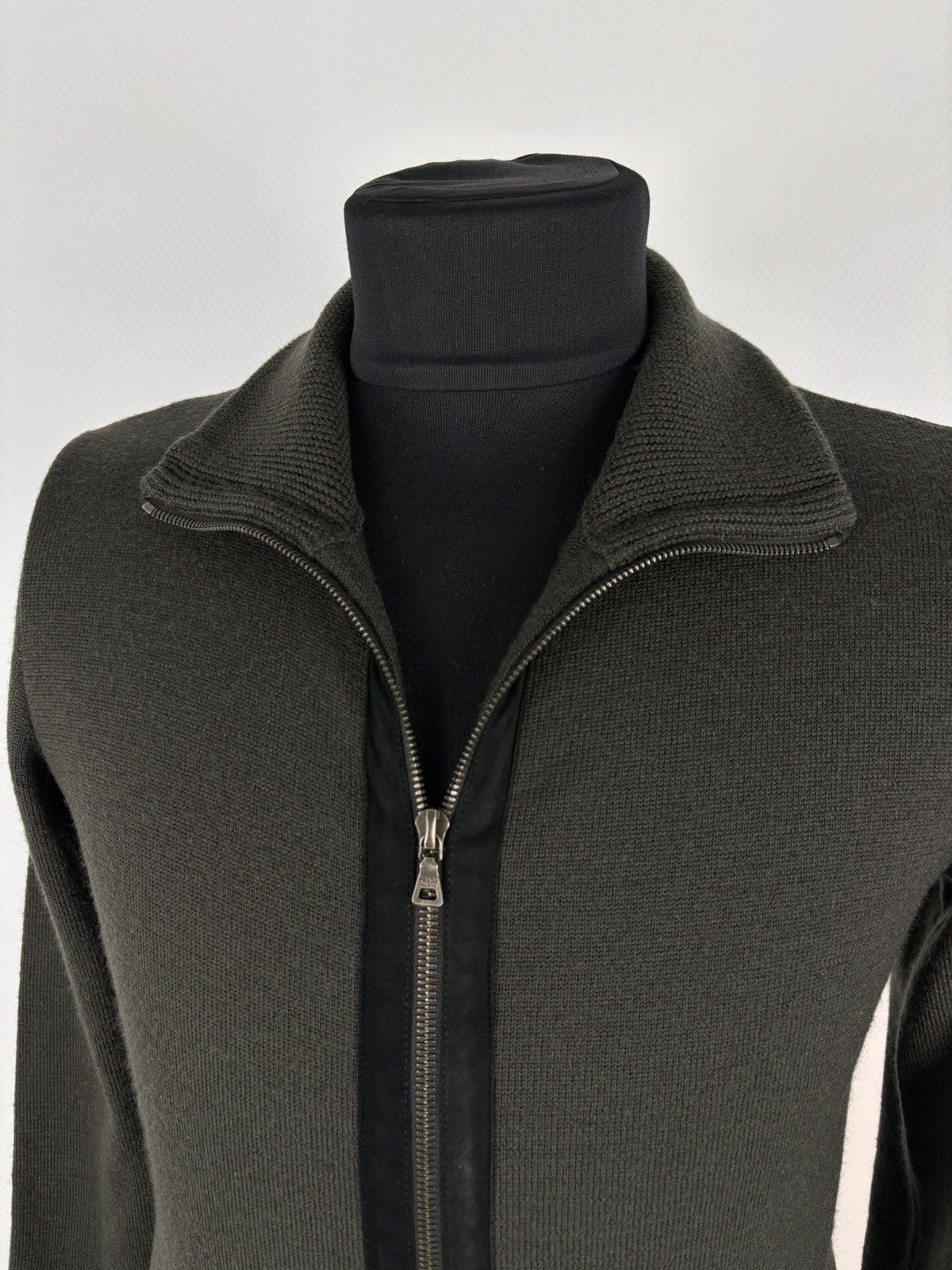 Miu Miu VTG Archive Knit Wool-Leather Zip Sweater High Collar Jumper Size US M / EU 48-50 / 2 - 10 Thumbnail