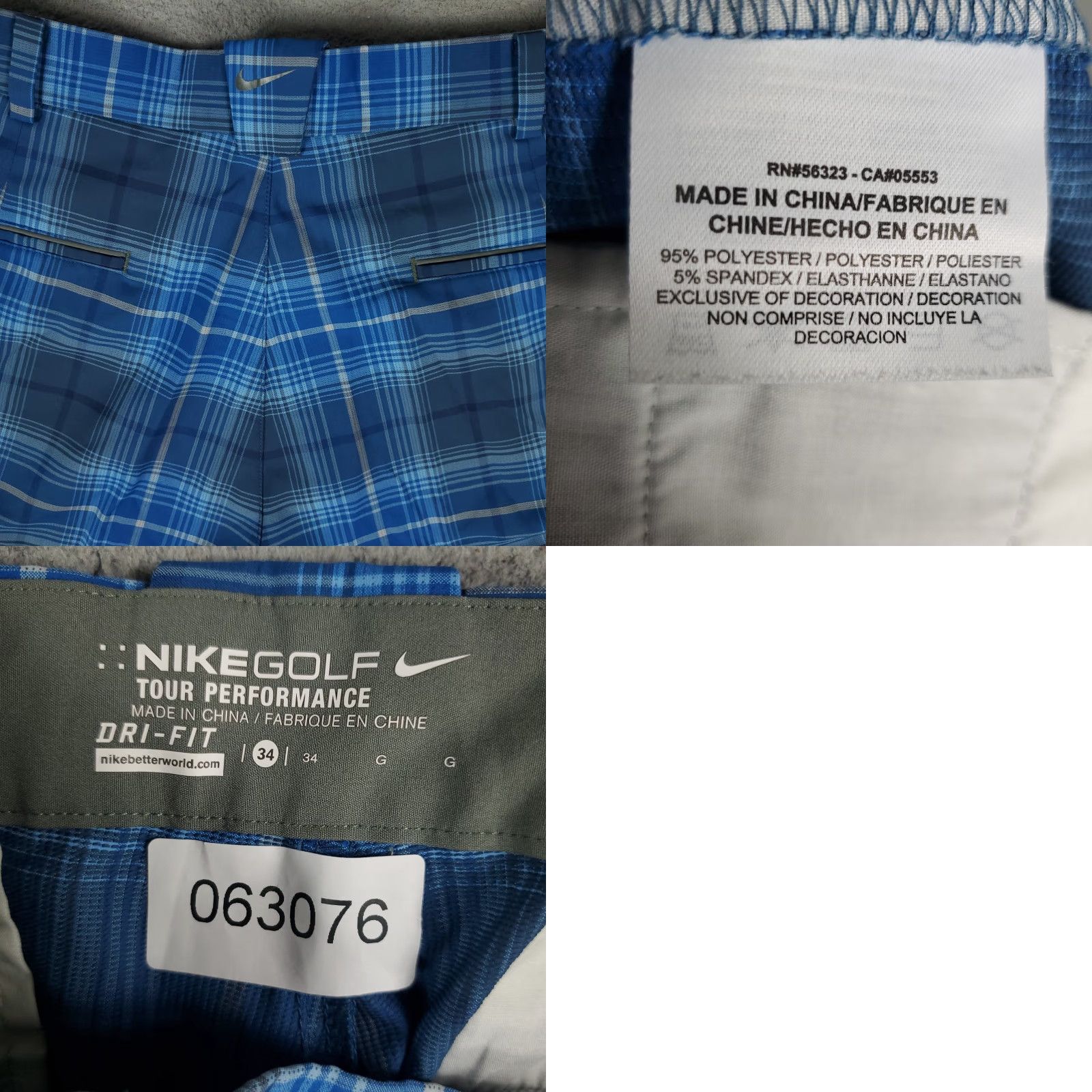 Nike Nike Shorts Mens 34 Blue Plaid Swoosh Dri Fit Casual Flat Front Chino Golf + Logo Pockets Size US 34 / EU 50 - 8 Thumbnail