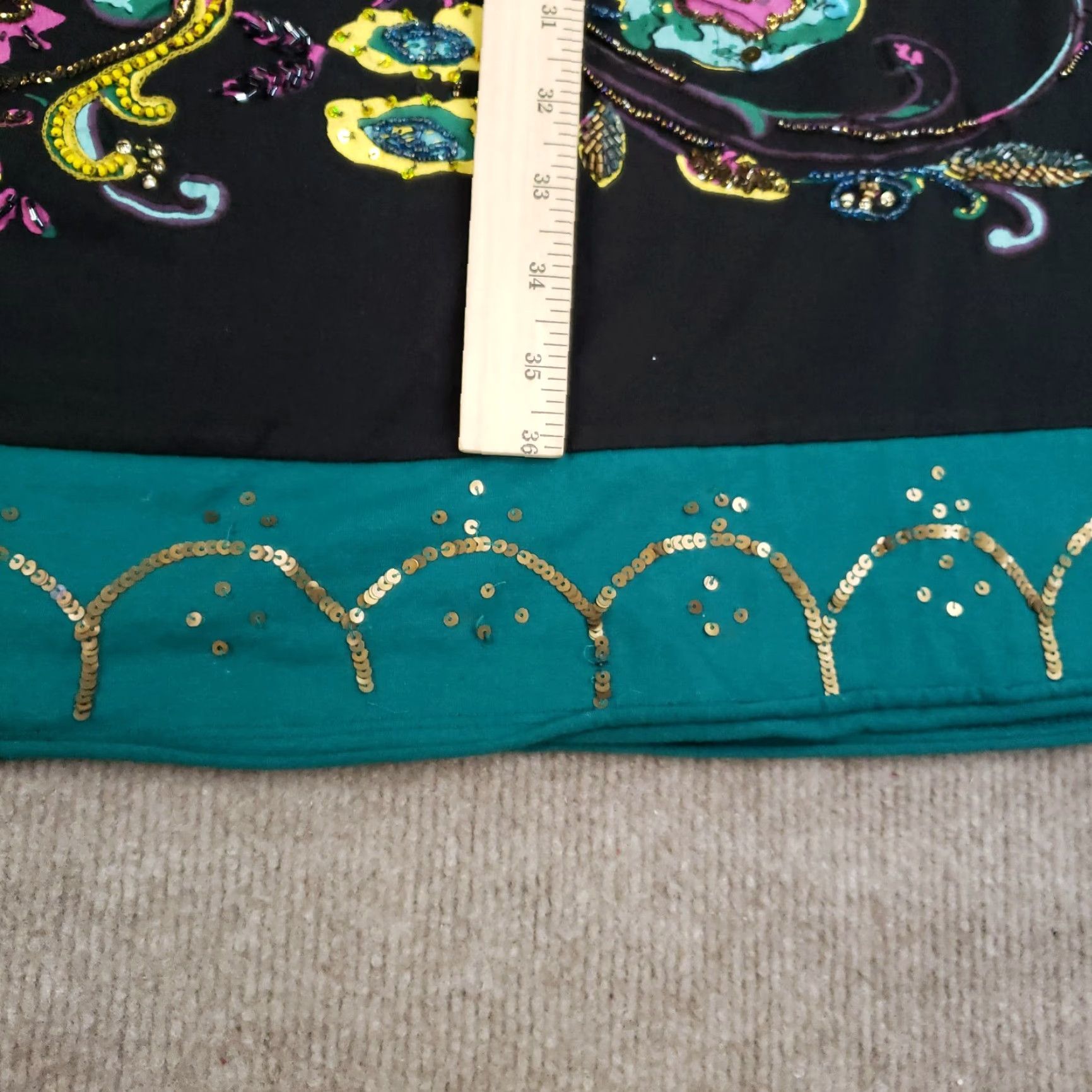 Doublet Double D Ranch Dress Womens Large Black Embroidered Embellished Beaded Sequin Floral V-Neck Knit Cotton Spandex Cowgirl Western Bohemian Size L / US 10 / IT 46 - 5 Thumbnail