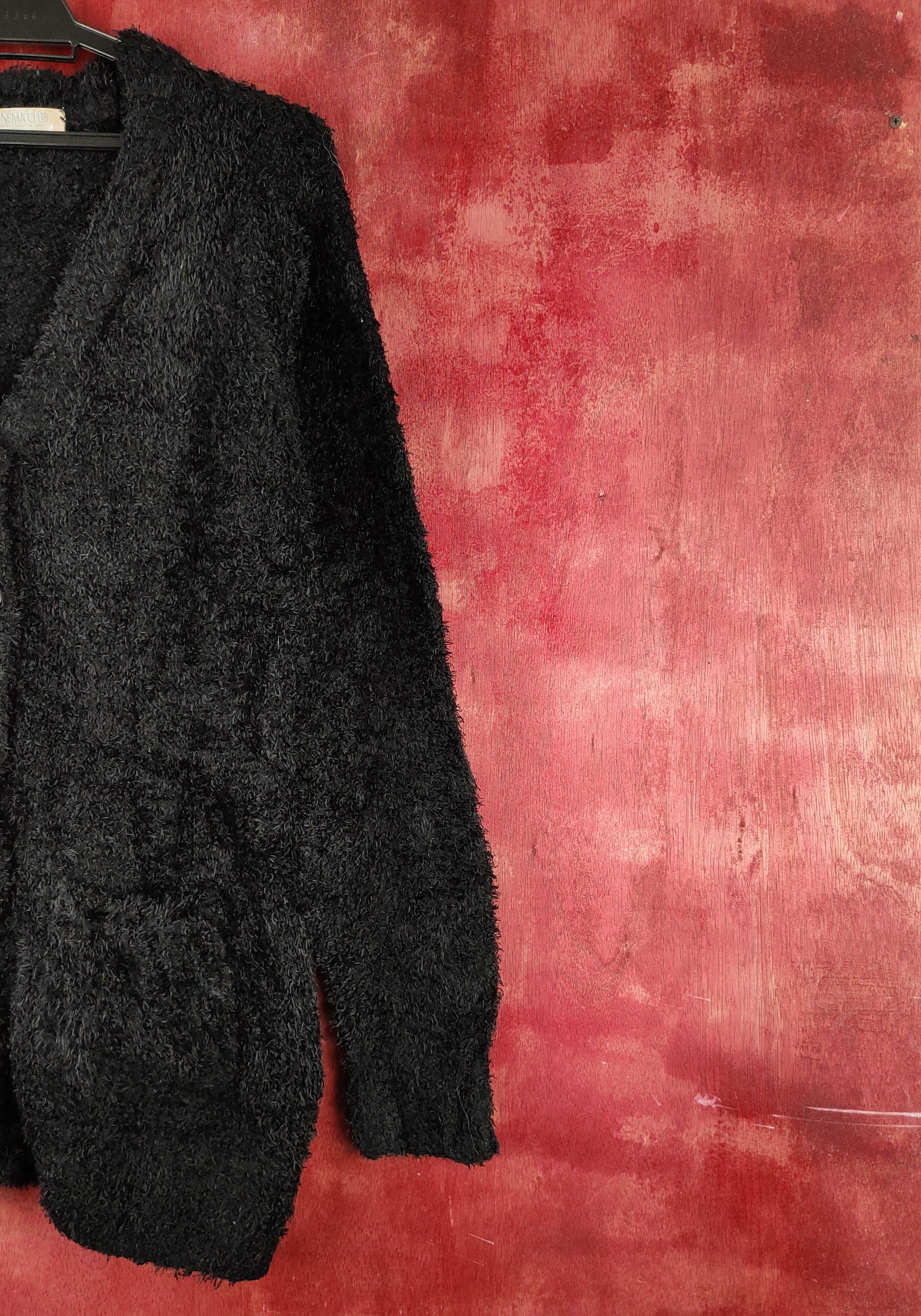 Homespun Knitwear Cinema Club Black Fur Mohair Knitwear Cardigan #S2179 Size US L / EU 52-54 / 3 - 5 Thumbnail