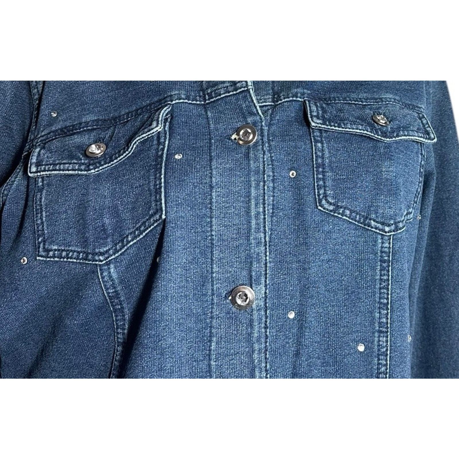Other Quacker Factory Dream Jeannes Rhinestone Denim Jean Jacket M Size M / US 6-8 / IT 42-44 - 3 Thumbnail