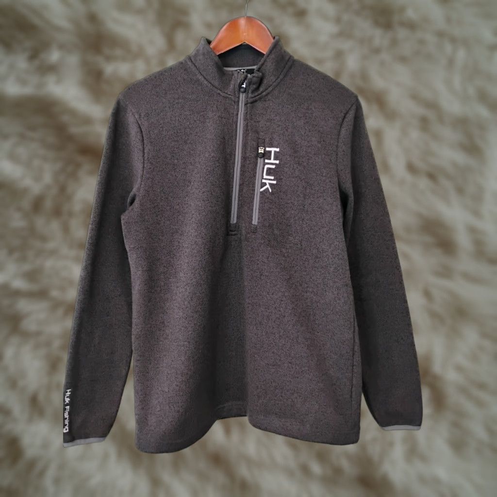 Vintage Huk 1/2 Zip Pullover Sweater Long Sleeve Solid Dark Brown Mens S Size US S / EU 44-46 / 1 - 1 Thumbnail