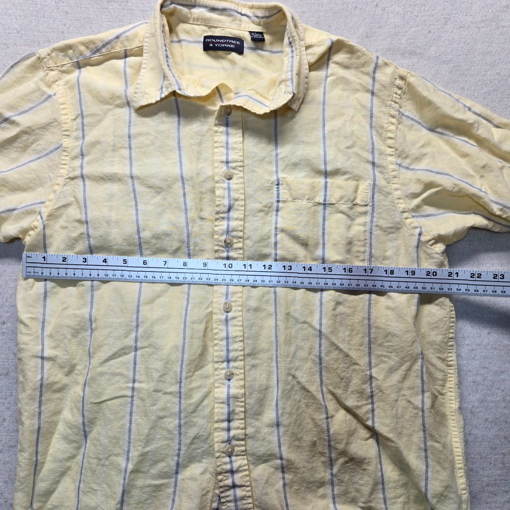 Roundtree & Yorke Roundtree & Yorke Shirt Short Sleeve Yellow Button-Up Adult Mens L Size 42R - 3 Thumbnail