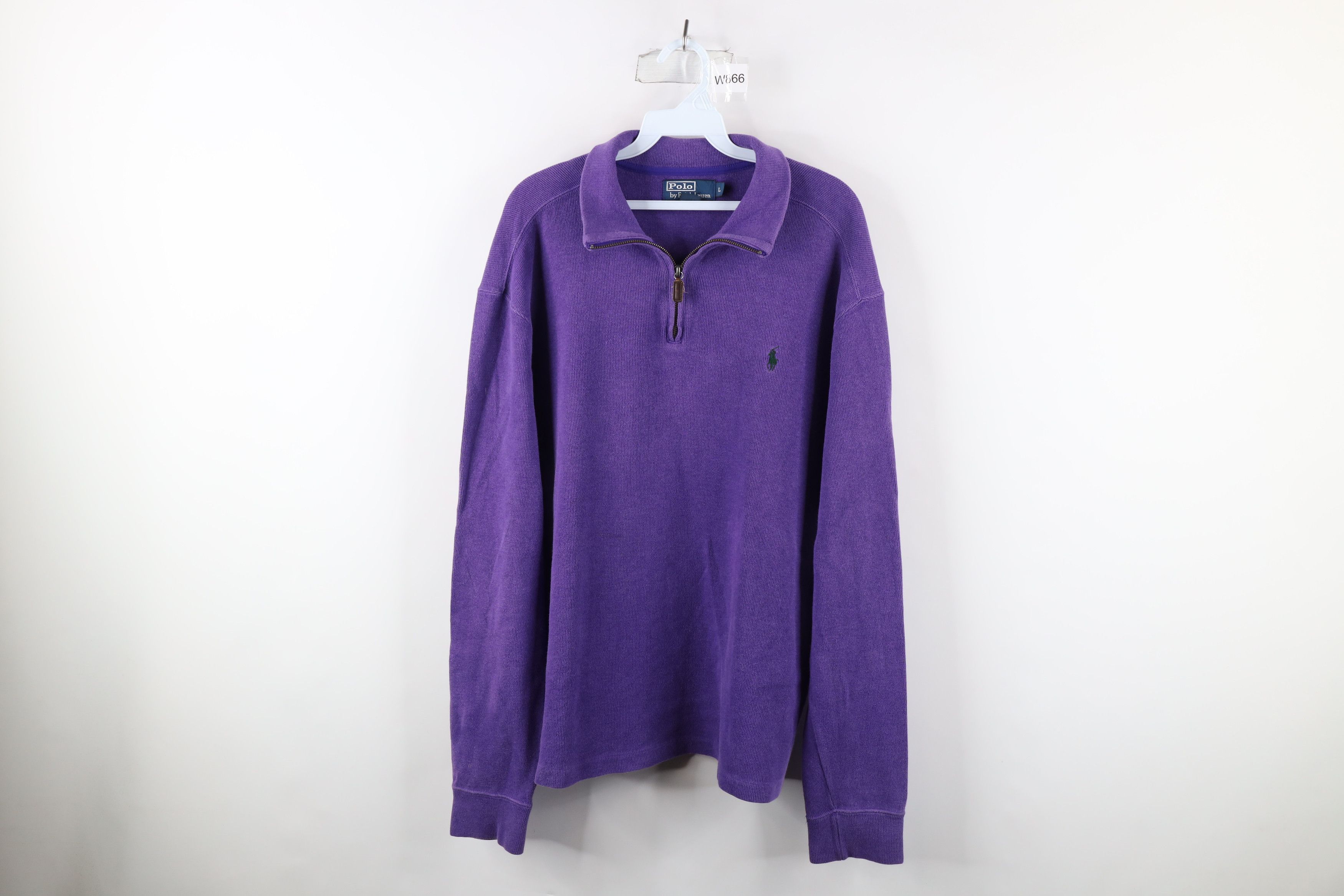 Ralph Lauren Vintage 90s Ralph Lauren Ribbed Knit Half Zip Sweater Purple Size US L / EU 52-54 / 3 - 1 Thumbnail