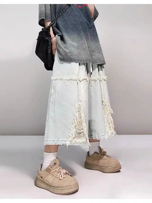 VIBE Vintage High Street Hip Hop Loose Fit Denim Shorts Size US 33 - 2 Thumbnail