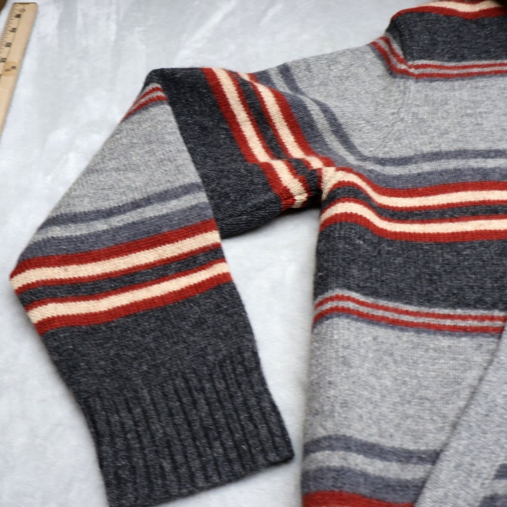 Eddie Bauer Eddie Bauer Hoodie Mens XL Grey Striped Sherpa Lined Wool Blend Knit Full Zip Size US XL / EU 56 / 4 - 3 Thumbnail