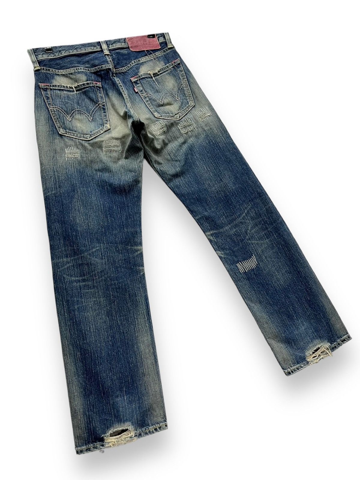 Edwin FYE🔥Vintage EDWIN 504 Japan Grunge ZigZag Distressed Denim Size US 30 / EU 46 - 5 Thumbnail