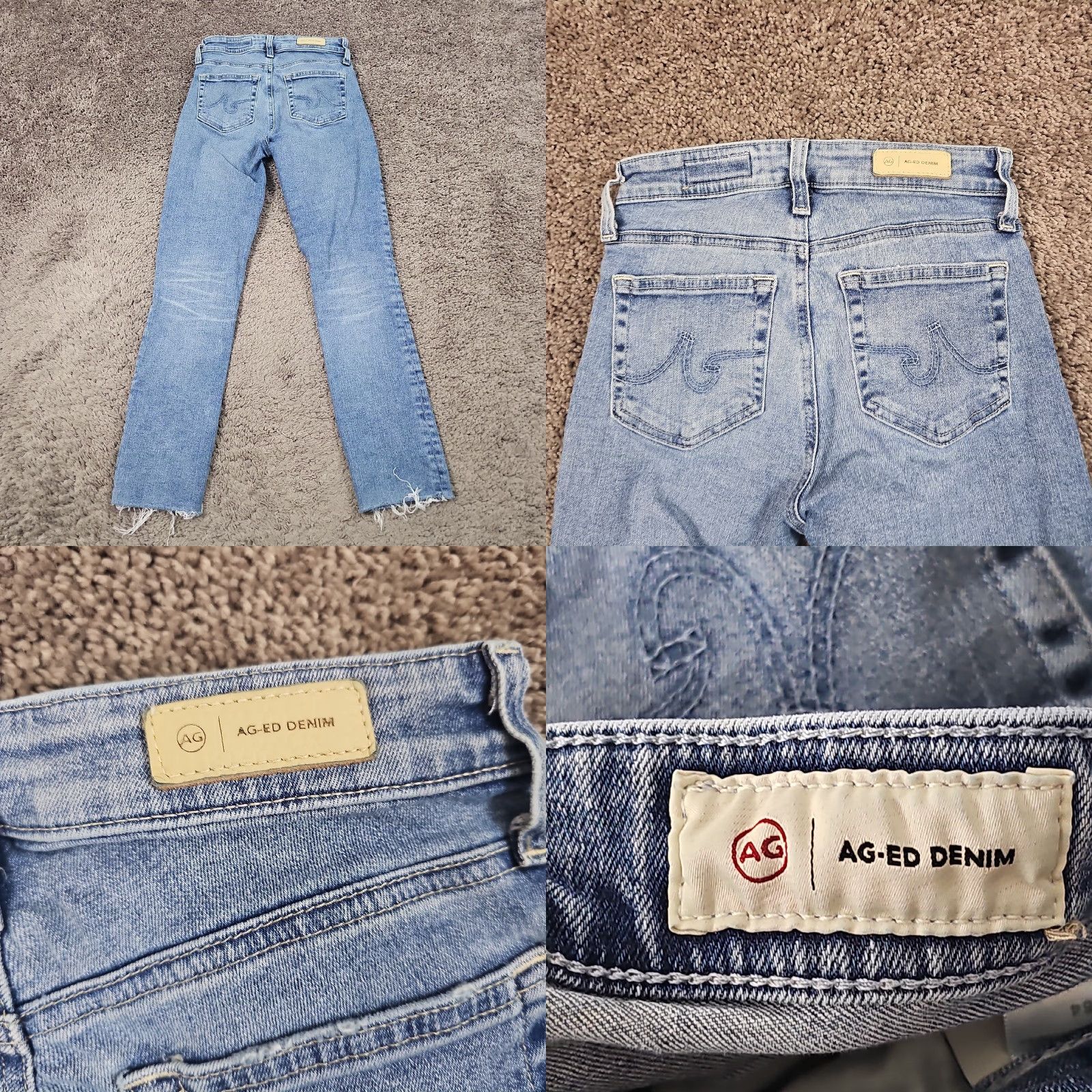 Vintage AG Adriano Goldschmied Jeans Womens 23 Crop High Straight Light Mari 23x26 Blue Cotton Spandex Denim Mexico Jeans " Size 40" / US 18 - 8 Thumbnail