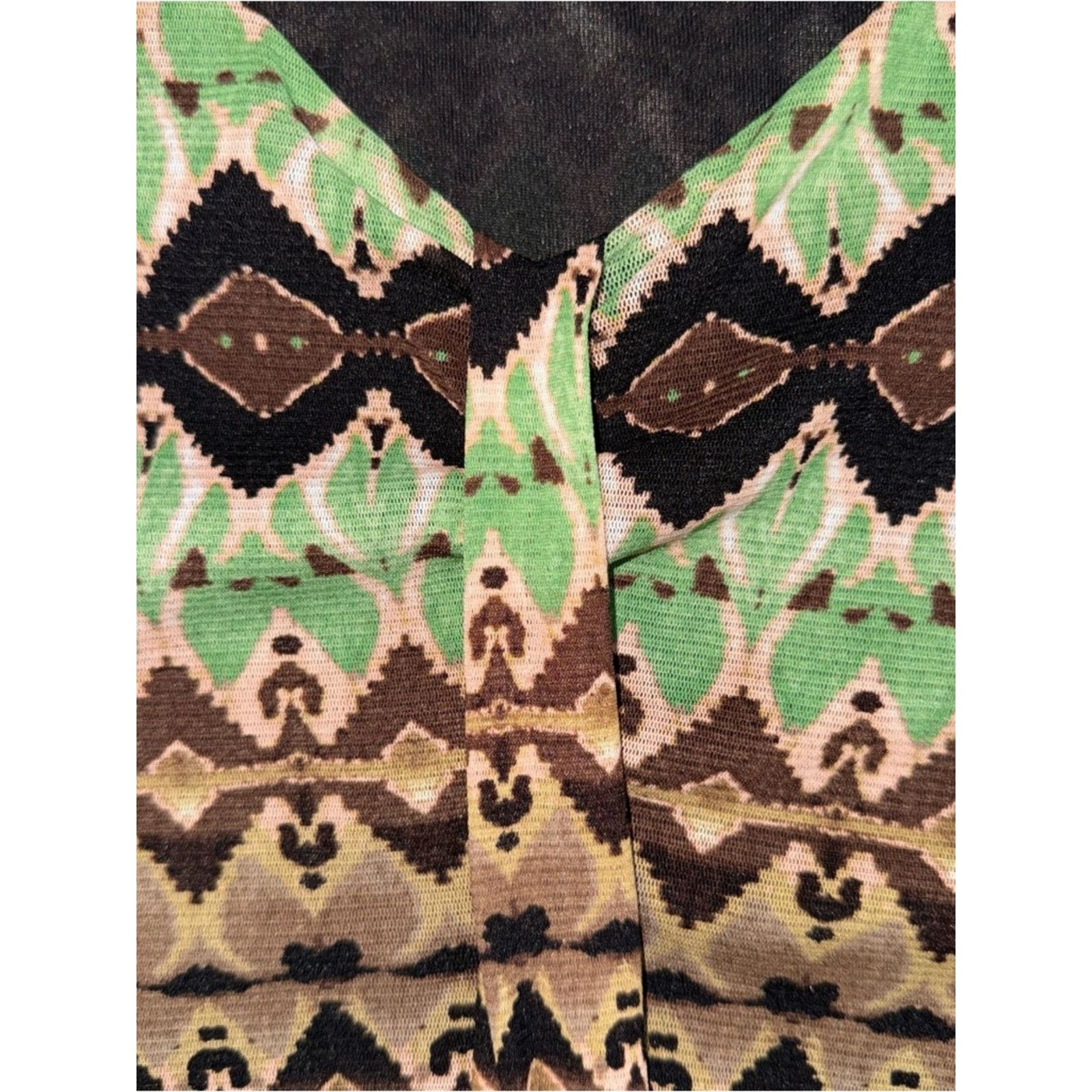 Liz Claiborne Y2K Green/Brown Top Sz Large Boho Fairy Grunge Indie Hippie Size L / US 10 / IT 46 - 3 Thumbnail
