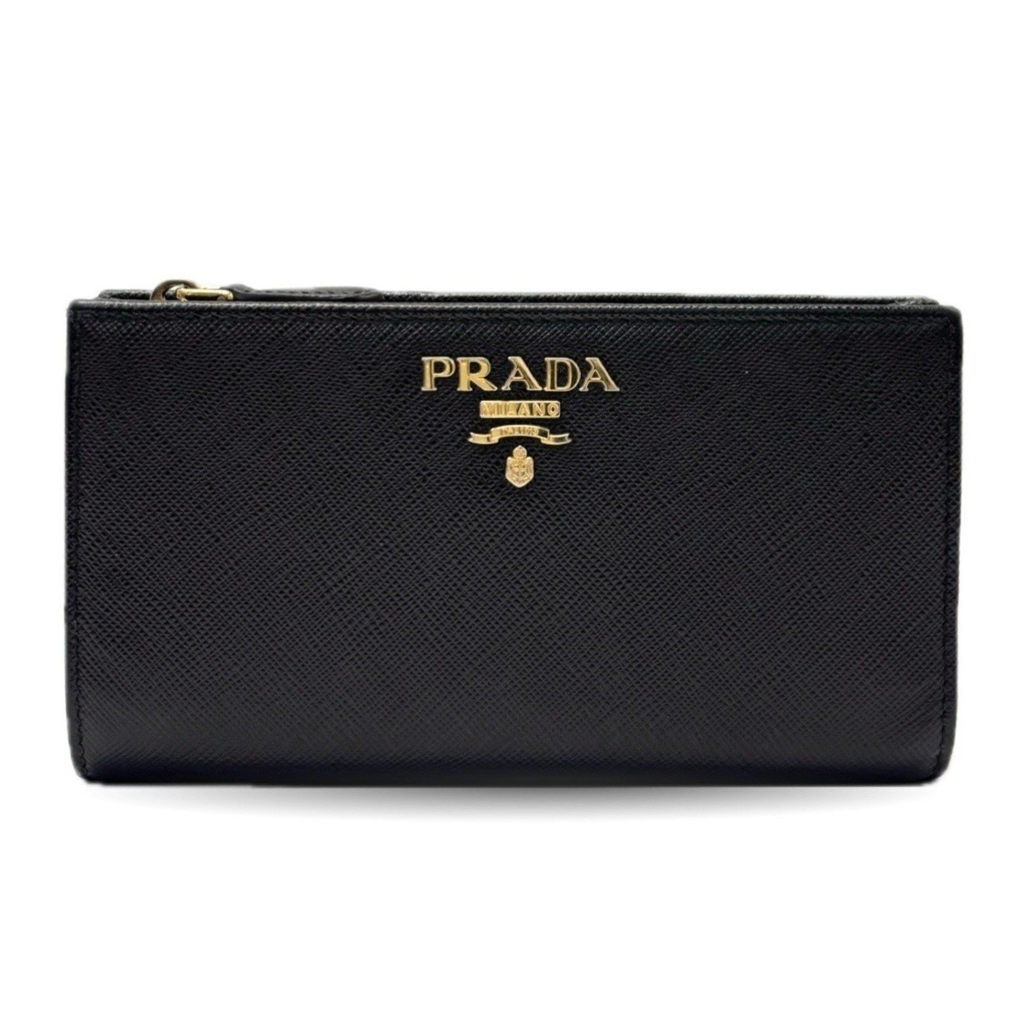 Prada Prada Saffiano Bifold Wallet in Black Leather (1ML009) Size ONE SIZE - 1 Thumbnail