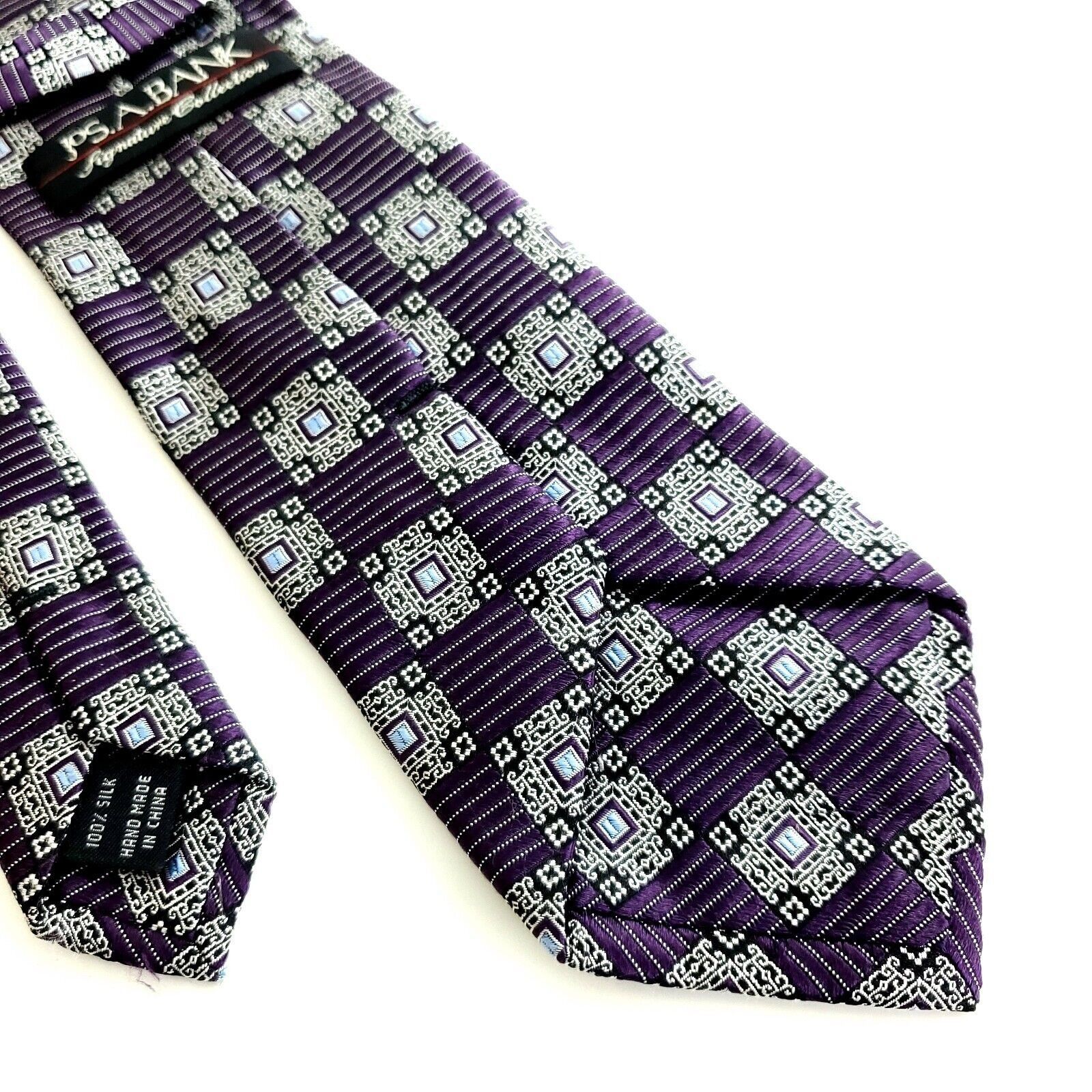 Jos. A. Bank Jos A Bank Signature Purple Gray Geometric Woven Silk Tie Size ONE SIZE - 5 Thumbnail