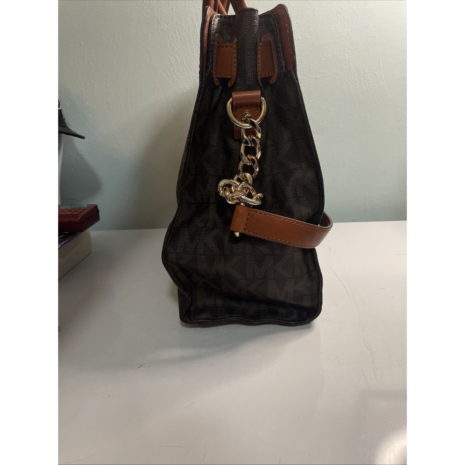 Michael Kors Michael Kors Hamilton Satchel Purse Signature MK Leather Size ONE SIZE - 5 Thumbnail