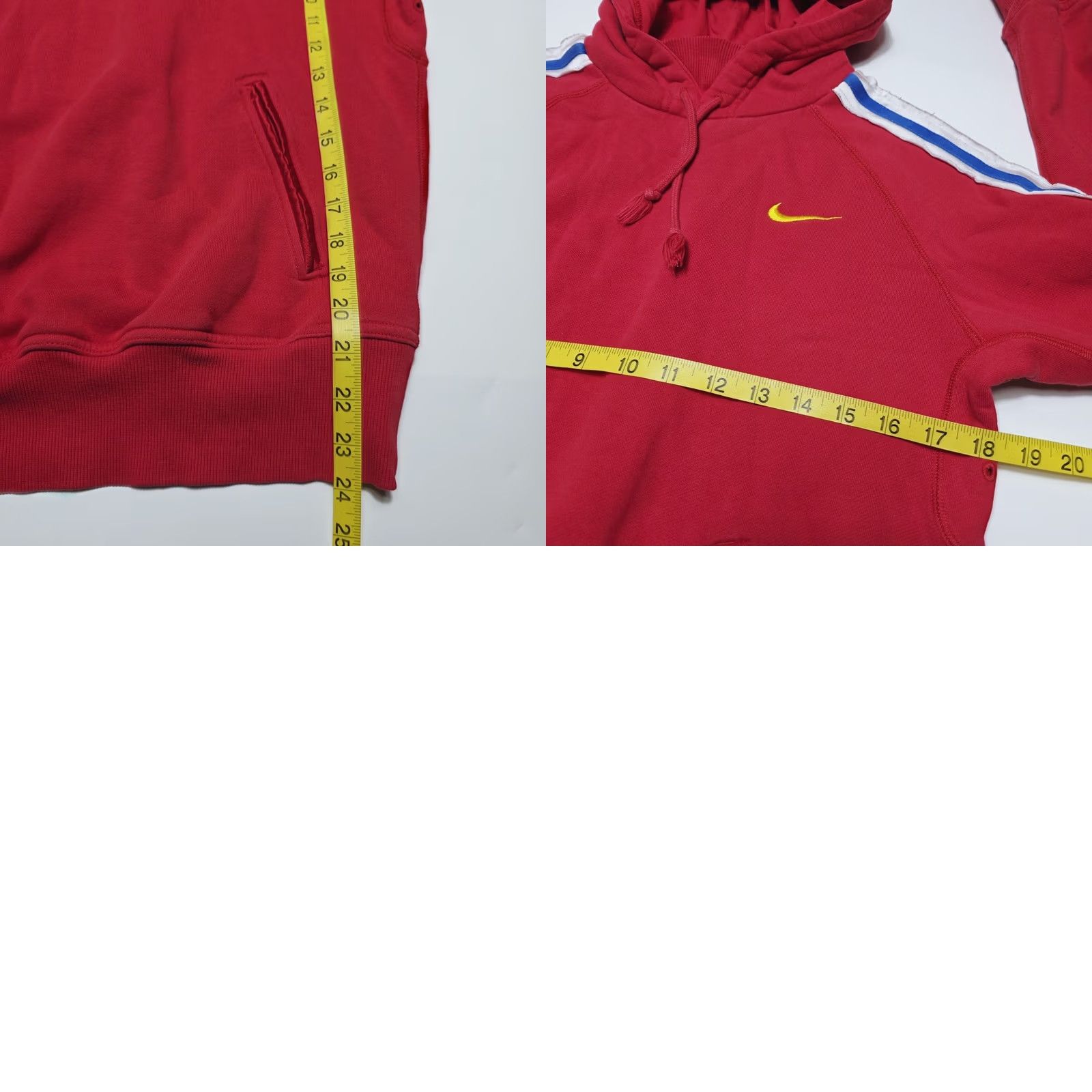 Nike VINTAGE Nike Hoodie Women’s Athlete Graphic Red White Blue Swoosh Small (4-6) Hoodie Womens Small Red Blue 90s Activewear Pullover Striped Nike Size S / US 4 / IT 40 - 8 Thumbnail