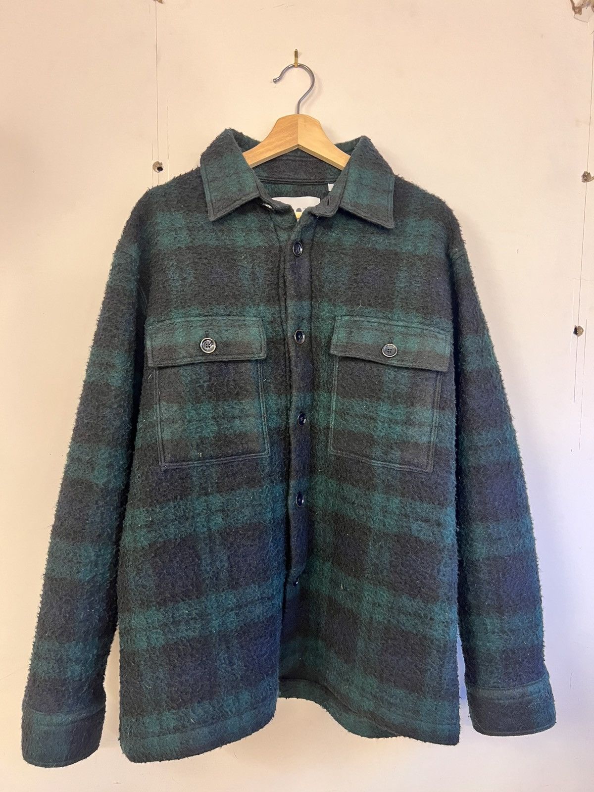 NN07 Green Plaid Wool Heavy Coat