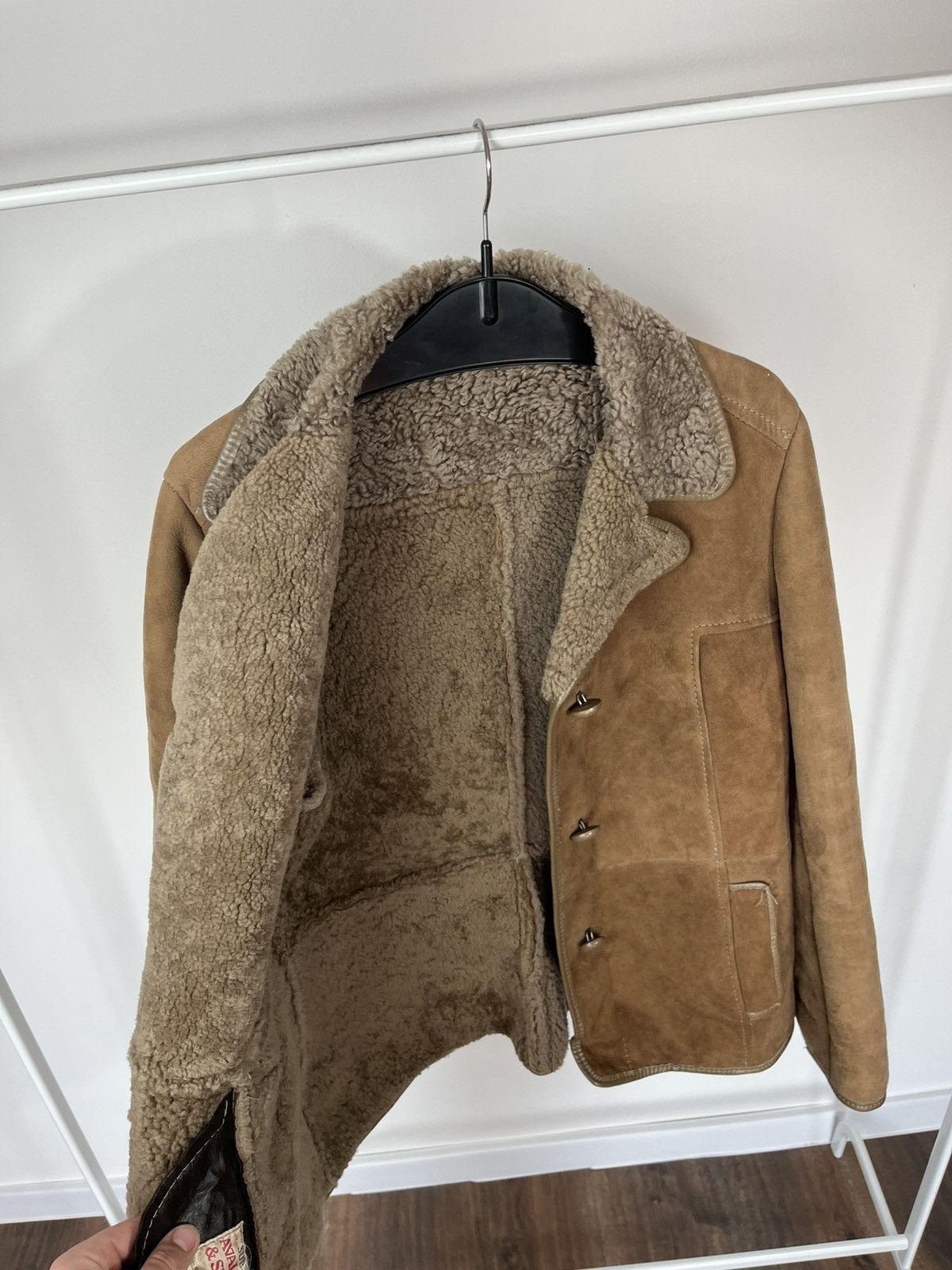Other Vintage Shearling Sheepskin Coat Brown Real Fur Jacket UK Size M / US 6-8 / IT 42-44 - 12 Thumbnail