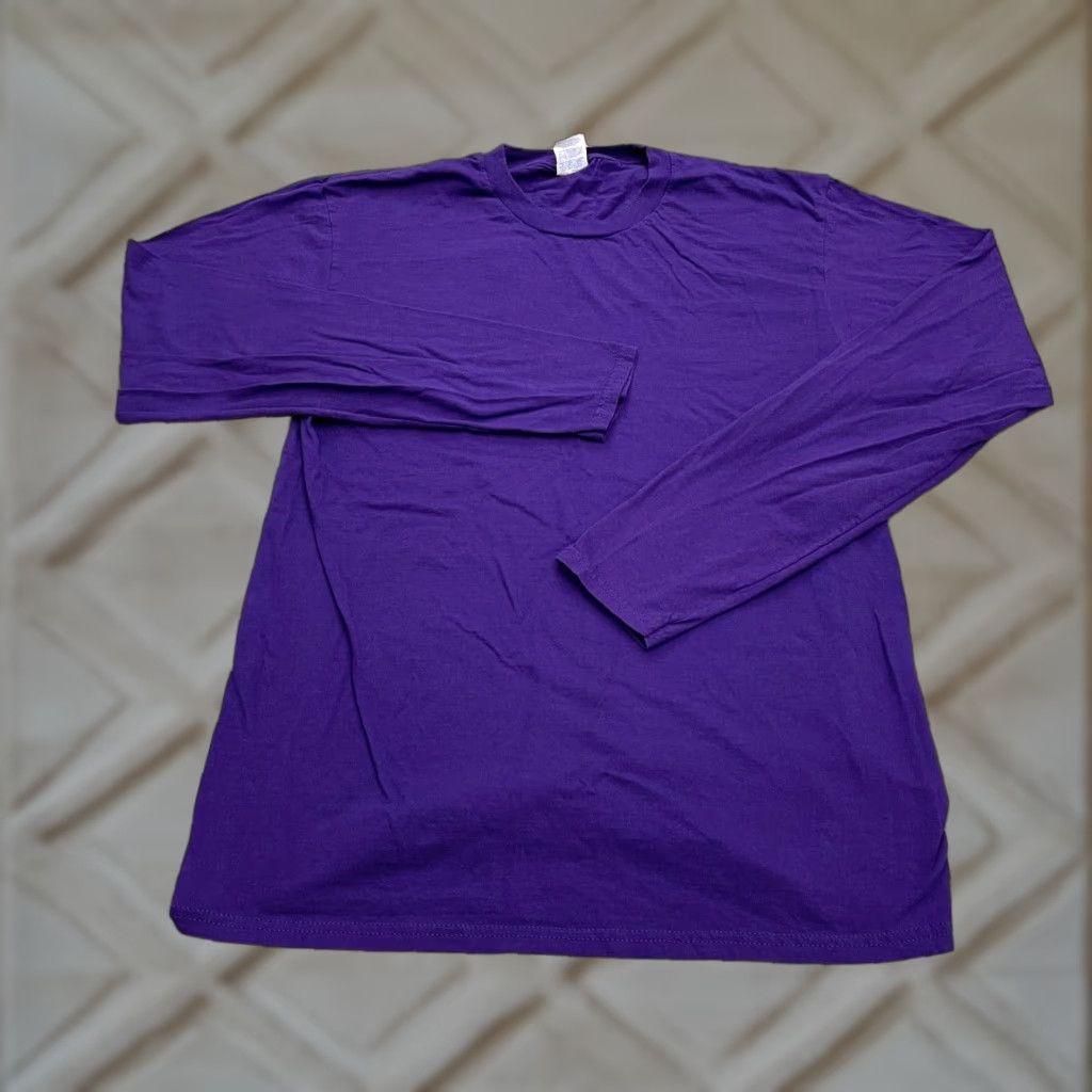 Gildan Gildan Long Sleeve Shirt Mens Medium Purple Crew Neck Cotton Casual Tee Size US M / EU 48-50 / 2 - 1 Thumbnail