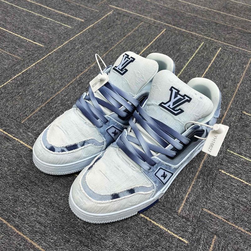 Louis Vuitton Trainer Round Toe Sneakers in Denim Blue 0079