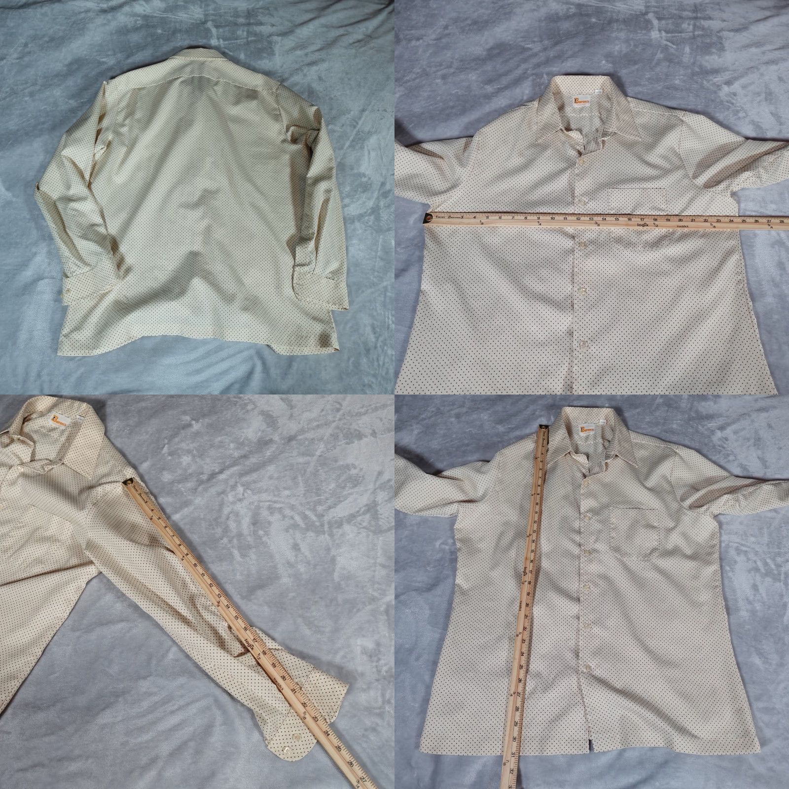 Vintage VINTAGE Barons Polka Dot Button Pocket Shirt Mens XL Lightweight Beige 70s Size US XL / EU 56 / 4 - 8 Thumbnail