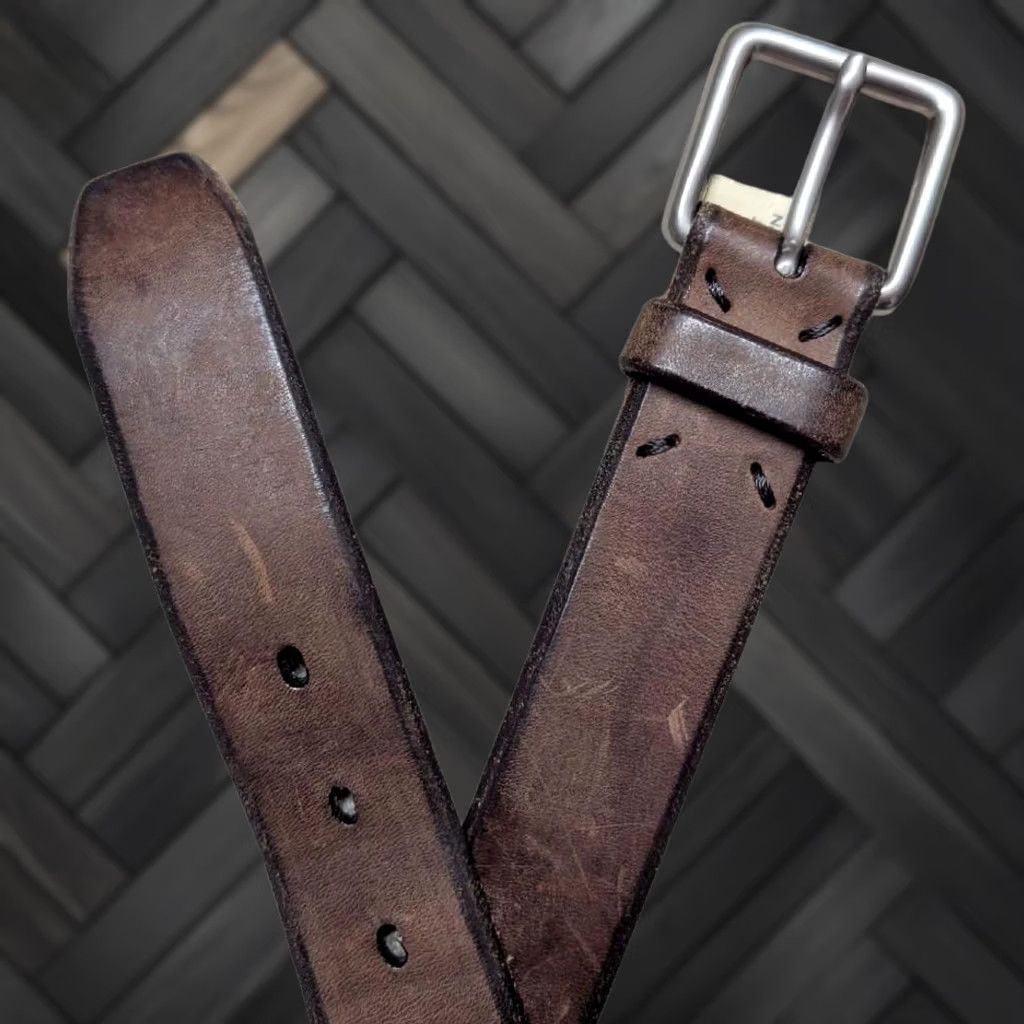 Cole Haan VINTAGE Cole Haan dress belt 34 bridle brown GREENWICH CANADA made COWHIDE leather Mens Size 34 Brown Leather Belt Dress Belt Size 34 - 1 Thumbnail