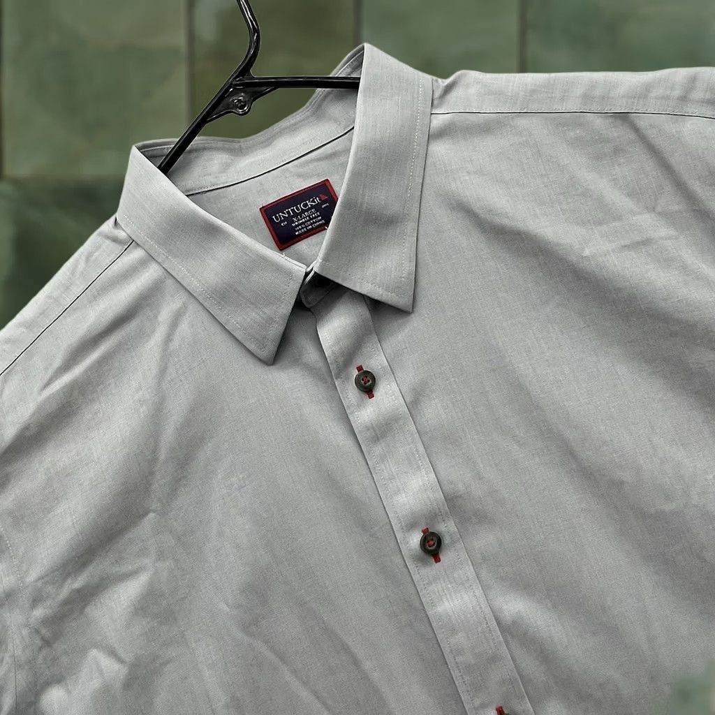 UNTUCKit UNTUCKit Shirt Mens XL Gray Cotton Contrast Stitch Preppy Button-Up, Classic, 1/2 Size US XL / EU 56 / 4 - 1 Thumbnail