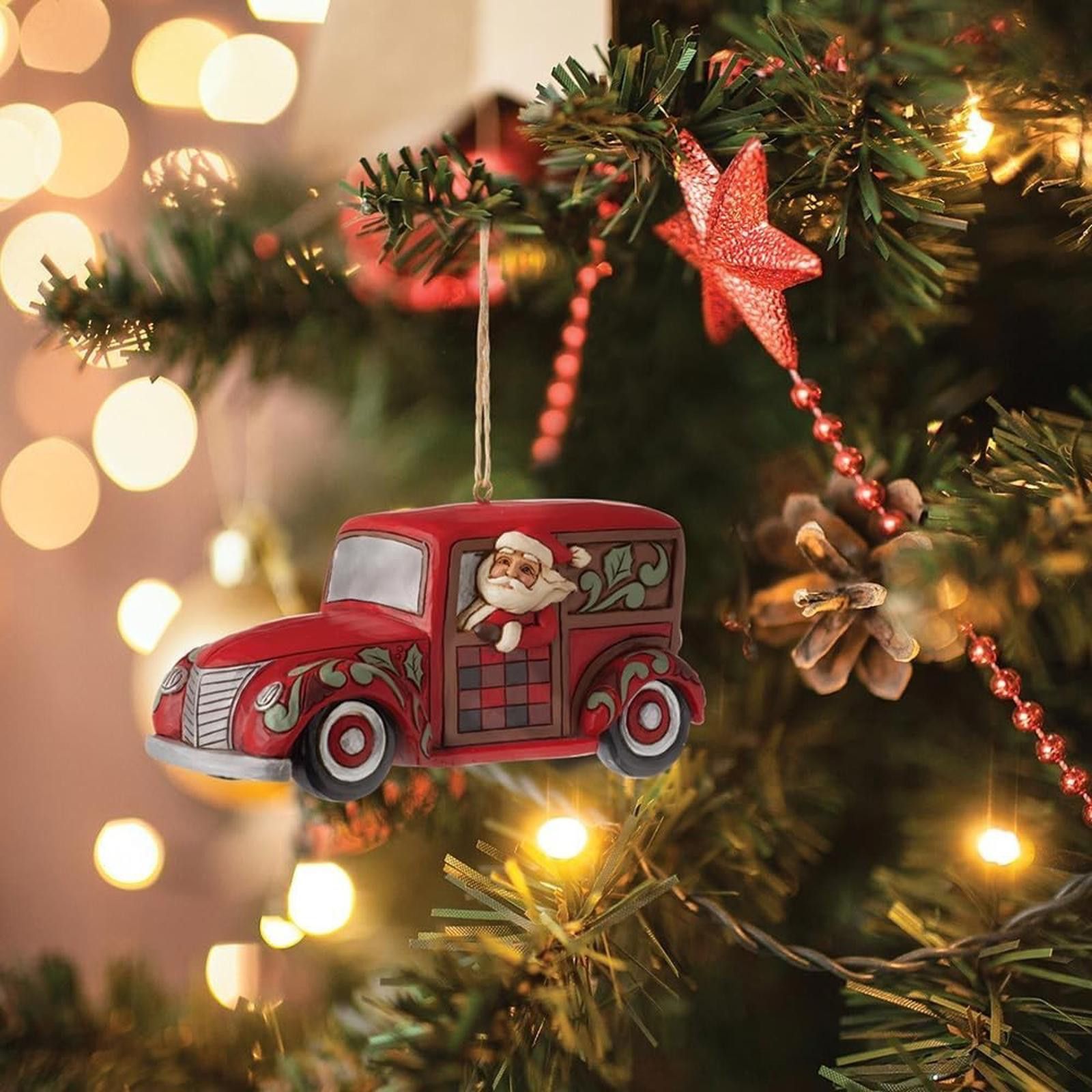 Heartwood Creek Four Seasons Santa Woody Wagon Ornament NIB