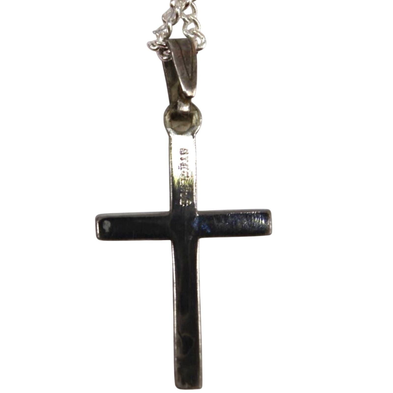 Other Minimalist 1" Tiny Cross Necklace Etched Sterling Silver Size ONE SIZE - 3 Thumbnail