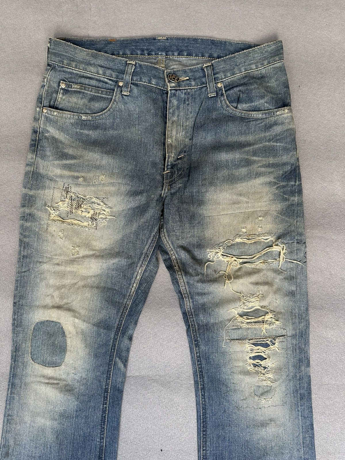 Japanese Brand FLARE Lee Distressed Design Denim Size US 32 / EU 48 - 4 Thumbnail