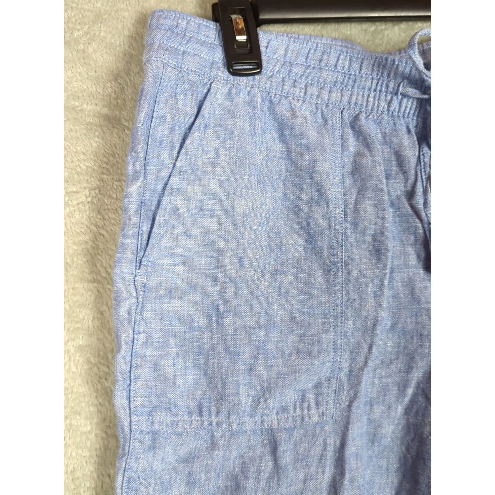 Lands' End Lands' End Linen Blend Pants Women 6 Wide-Leg Pull On Elastic Waist Pockets Blue Beach Coastal Grandma Casual Travel Vintage: No Size 28" / US 6 / IT 42 - 3 Thumbnail