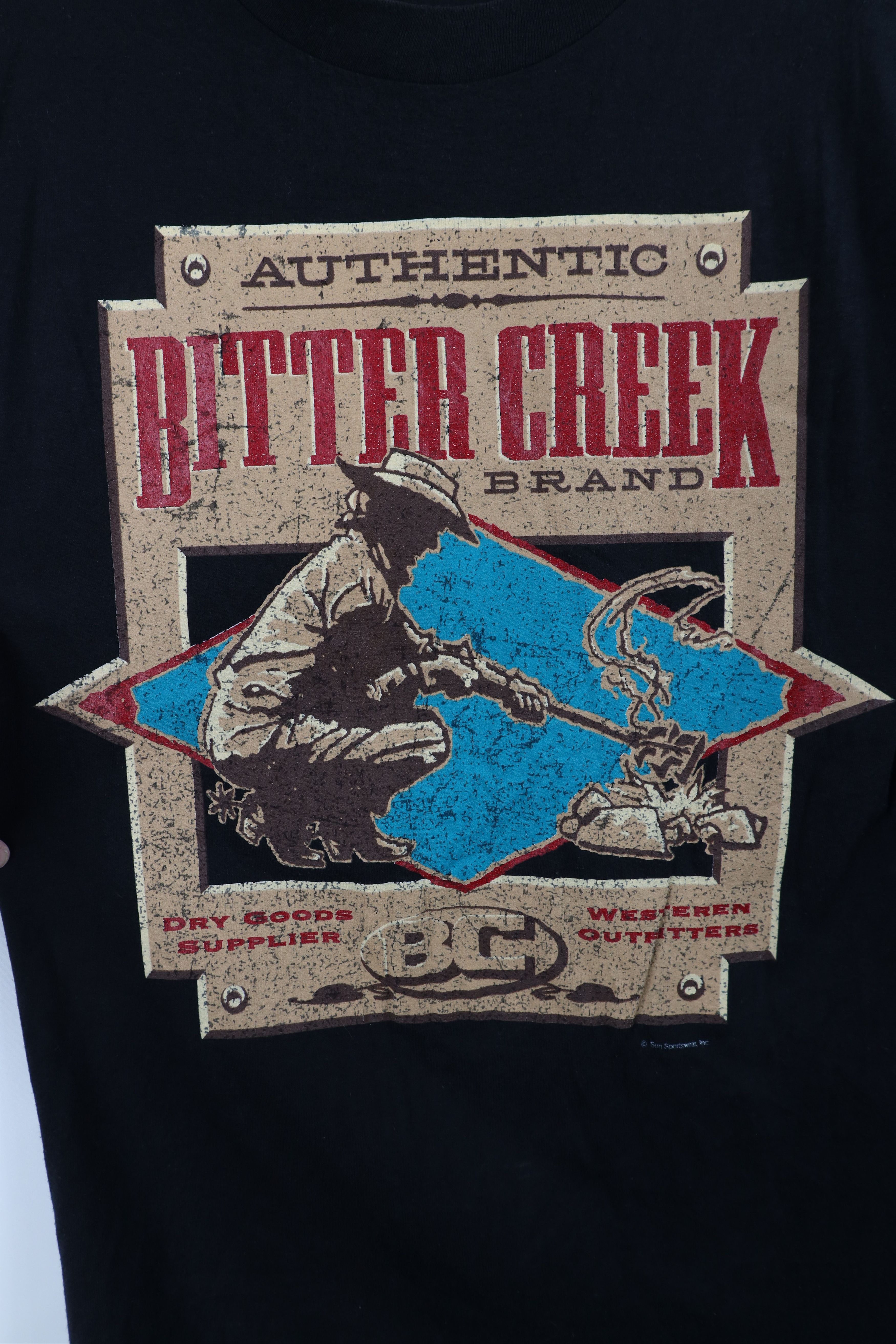 Vintage Vintage 90s Bitter Creek Western Cowboy T-Shirt Black USA Size US M / EU 48-50 / 2 - 4 Thumbnail