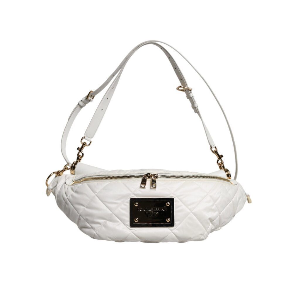 Dolce & Gabbana Dolce & Gabbana White Quilted Logo Plaque Belt Waist Fanny P Size ONE SIZE - 1 Thumbnail
